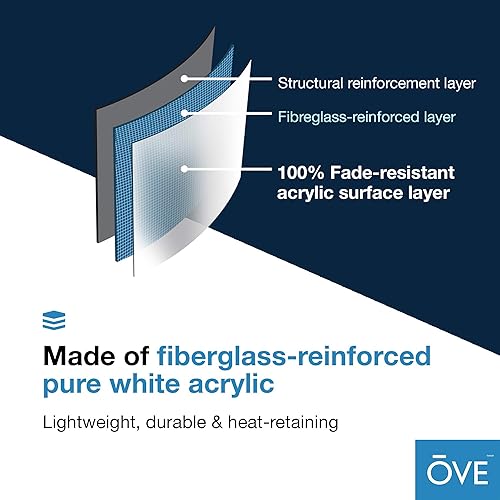 Miniatura 5 de Ove Decors - Tina de remojo en blanco brillante con desagüe cromado y desbordamiento de residuos