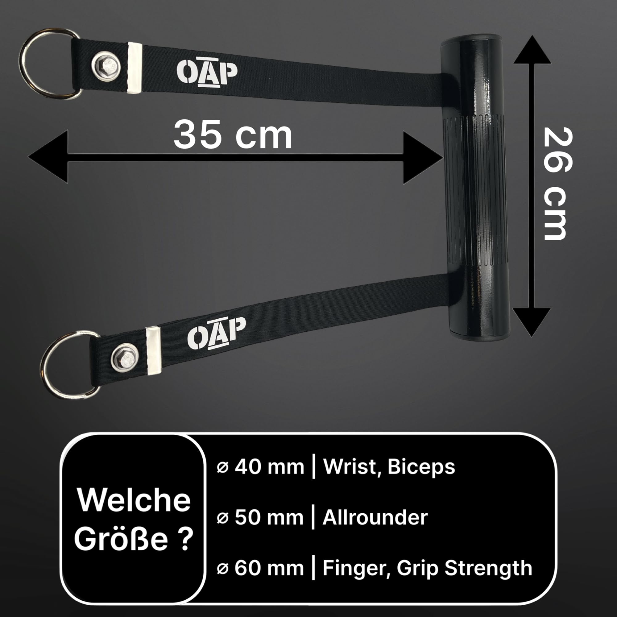 OAP Armwrestling Wrist Wrench, Premium Hand & Unterarmtrainer für Krafttraining, 100% Made in Germany, Befestigung an Kabelzug, Widerstandsband und Loading Pin, stärke Deine Handgelenke