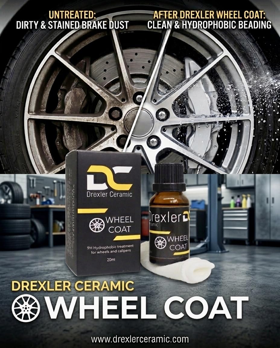 Wheel Coat 20ml Protection - Revêtement Céramique Effet Hydrophobe, Haute Brillance ou Mat, Protection Contre Poussière de Frein, Brillance Durable