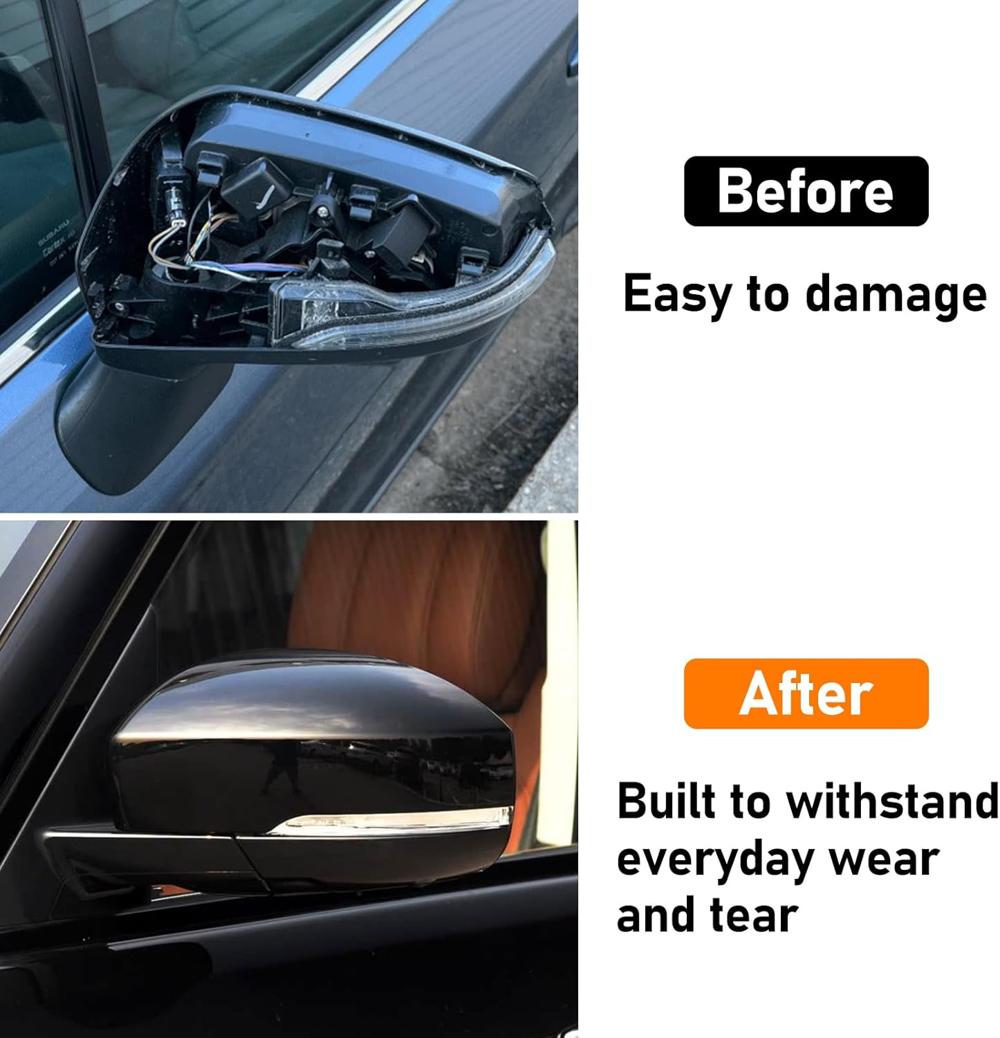 Moonlinks Compatible Range Rover/Sport/LR4/Discovery Side Mirror Cover Replacement 2013-2020, Glossy Black Left Driver Side Clip-on Mirror Cap WITH Turn Signal, Replace for LR035092