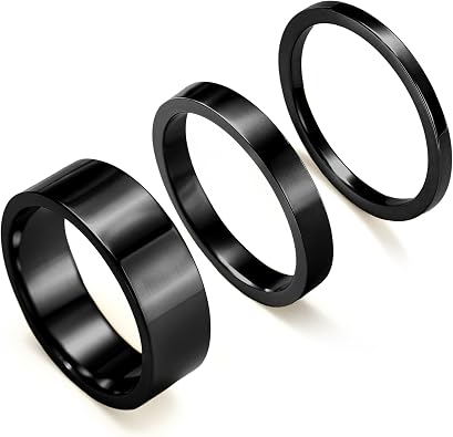 Silver Rings for Women Non Tarnish, Gold Wedding Bands for Men, Stainless Steel Chunky Knuckle Pinky Open Adjustable Ring Set for Jewelry Gift Size 5-13
