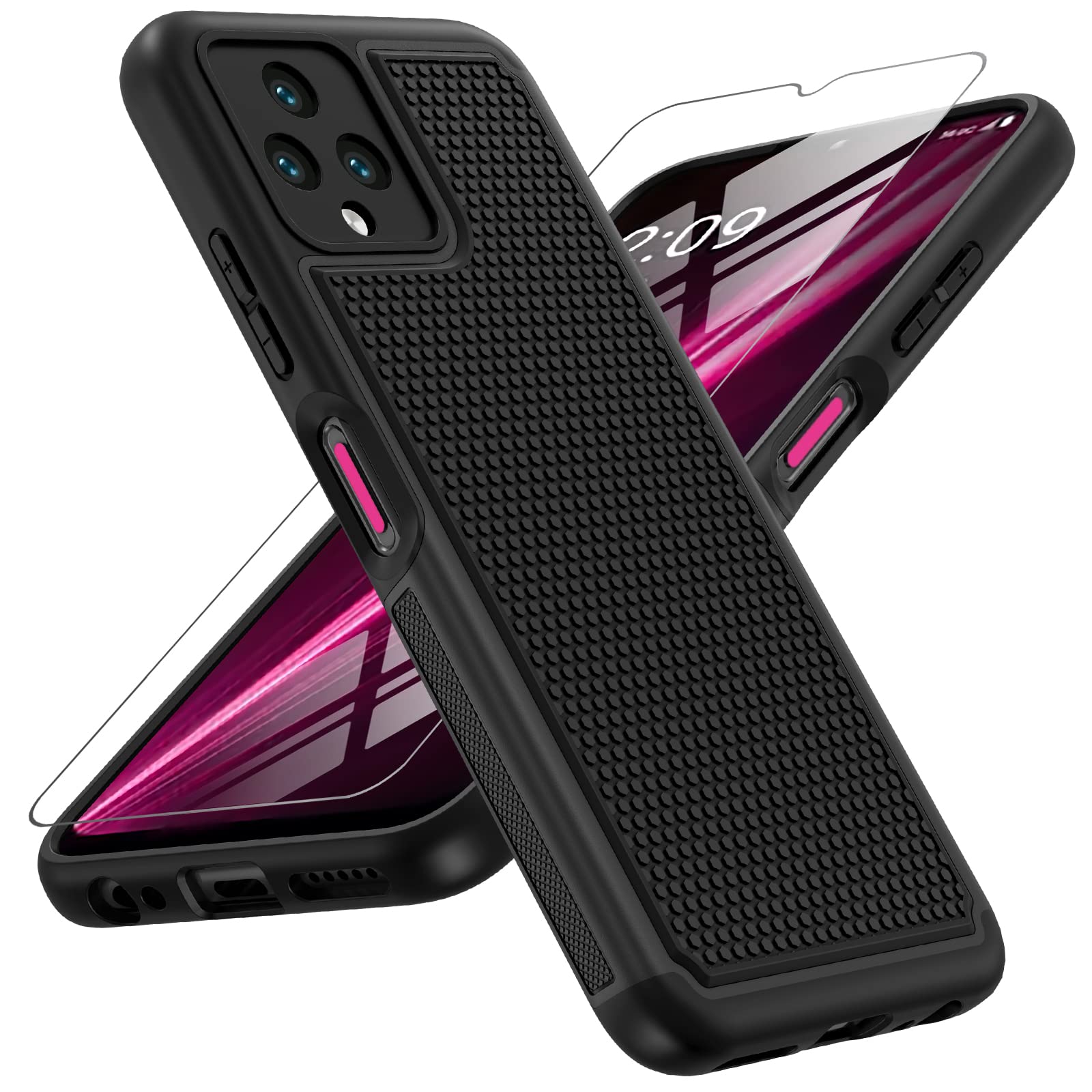 for T-Mobile Revvl-6 5g Phone Case: Revvl 6 Dual-Layer Protective Cell Phone Case - Durable Rugged Phone Cover | Military Grade Protection - TPU Matte Textured Shockproof Bumper (Only for Revvl 6)