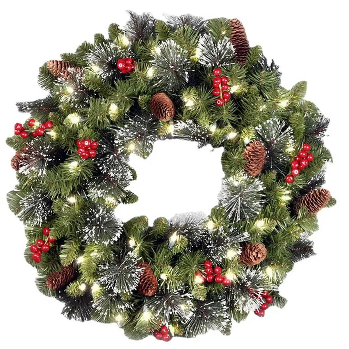 30/40/45/50/60 cm Corona navideña Grande para Puerta Ventana Guirnalda navideña Colgante Artificial Adorno navideño de Año Nuevo-60 cm