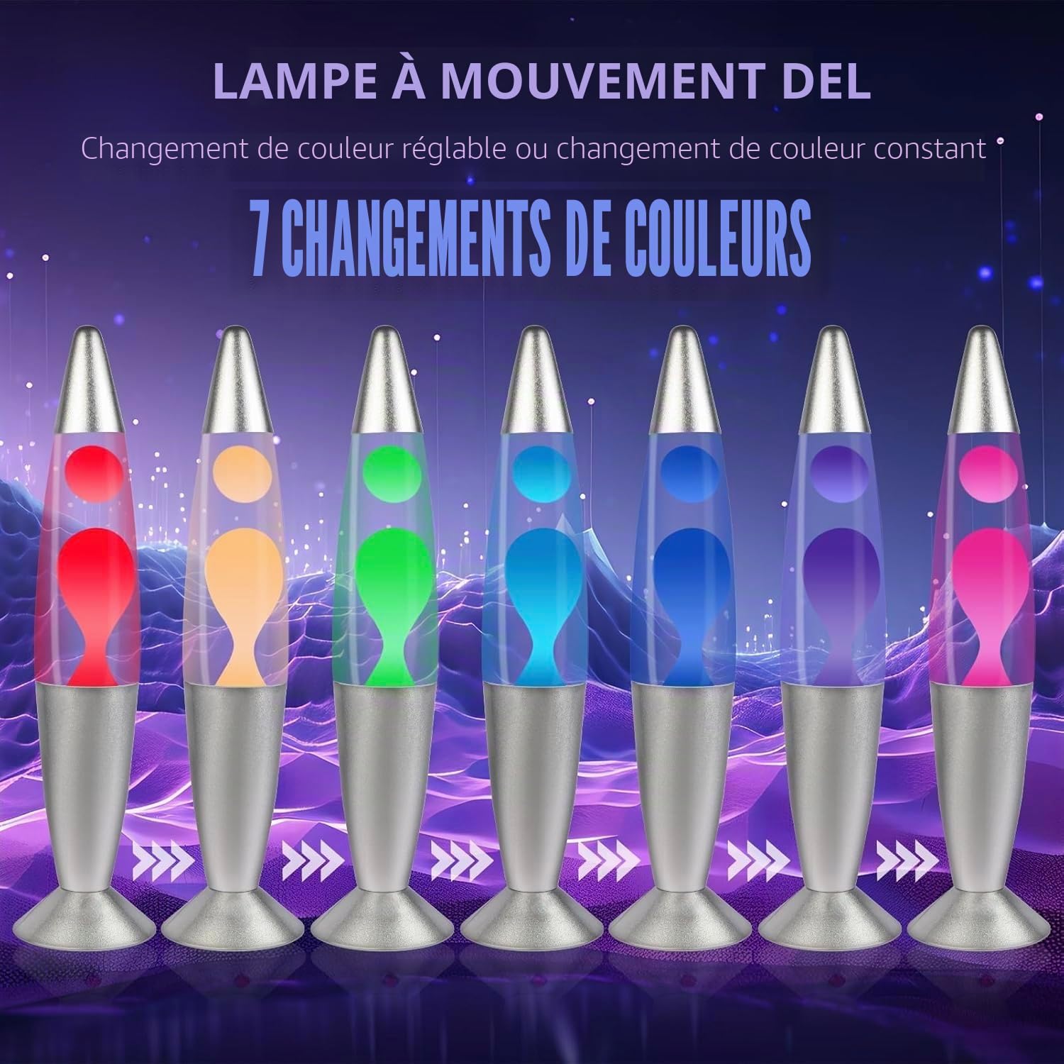 MissionMars MODEZVOUS Lampe Lave 35 cm, Lampe Magma Lave, ampoule R39 de 25 W fournie, Interrupteur - Rouge, Bleu, Vert (Rouge)