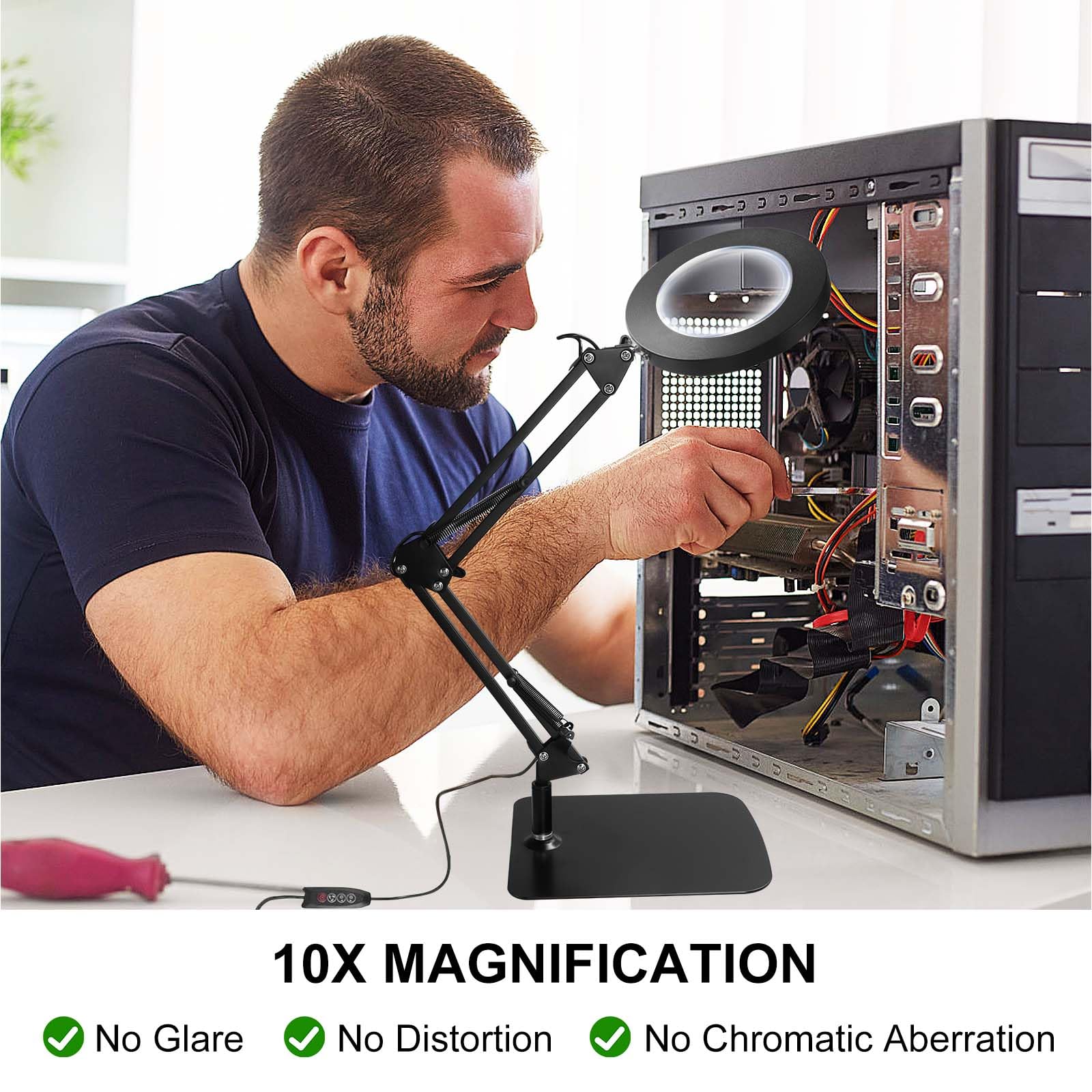 Lampada Con Lente Ingrandimento UCAMP 10x - Luce LED Regolabile, 3 Modalità Colore - Foto 9