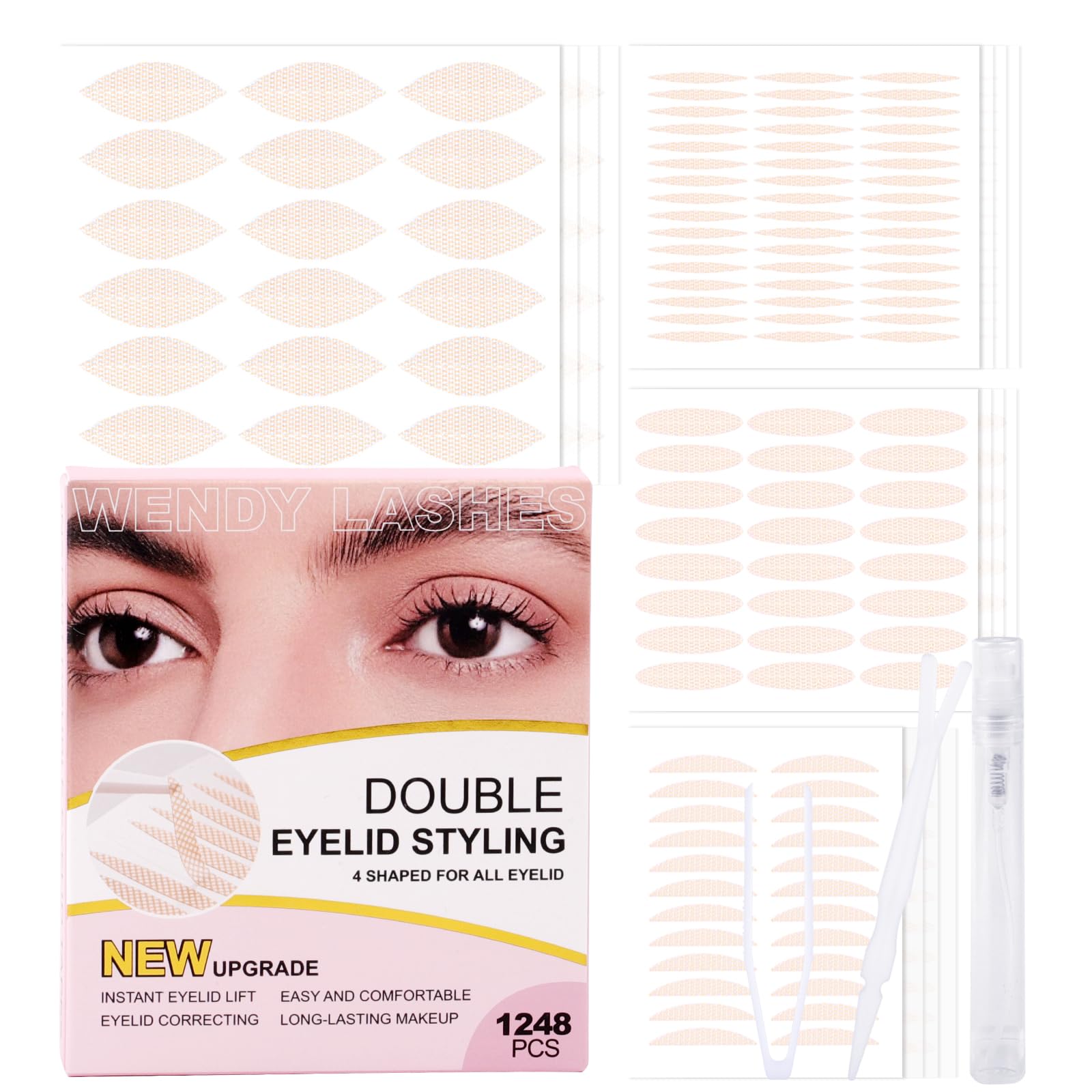 Photo 1 of 1248-Pcs Invisible Double Eyelid Tapes: Lifter Strips, Natural, Waterproof, Long-Lasting, Droopy Eeyelids, Wendy Lashes