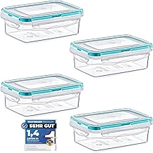 astor24 Mealprep Premium Food Storage Containers, 4 x 400 ml, 100% Airtight and Leak-Proof, -40 to +100 Degrees, Storage Containers, Dishwasher, Freezer Safe, BPA Free
