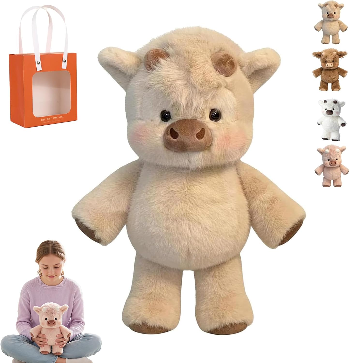 Peluche Che Corre Adorabile Pupazzo Che Respira E Cammina, Morbido Mucca Peluche E Peluche Cinghiale Per Alleviare Lo Stress, Regalo Perfetto Per Bambini E Adulti (D, 45cm)