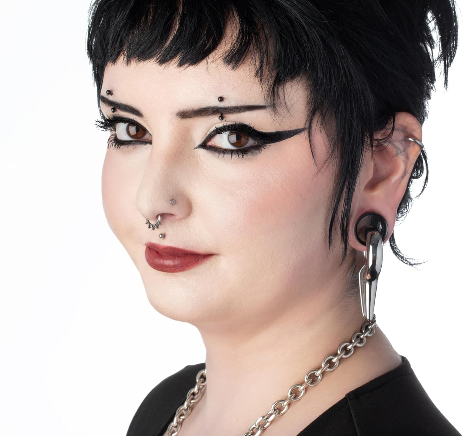 Pierced Owl - 16GA Precision All 316L Surgical Steel Burnished Spiked Fan Hinged Segment Ring - Image 5