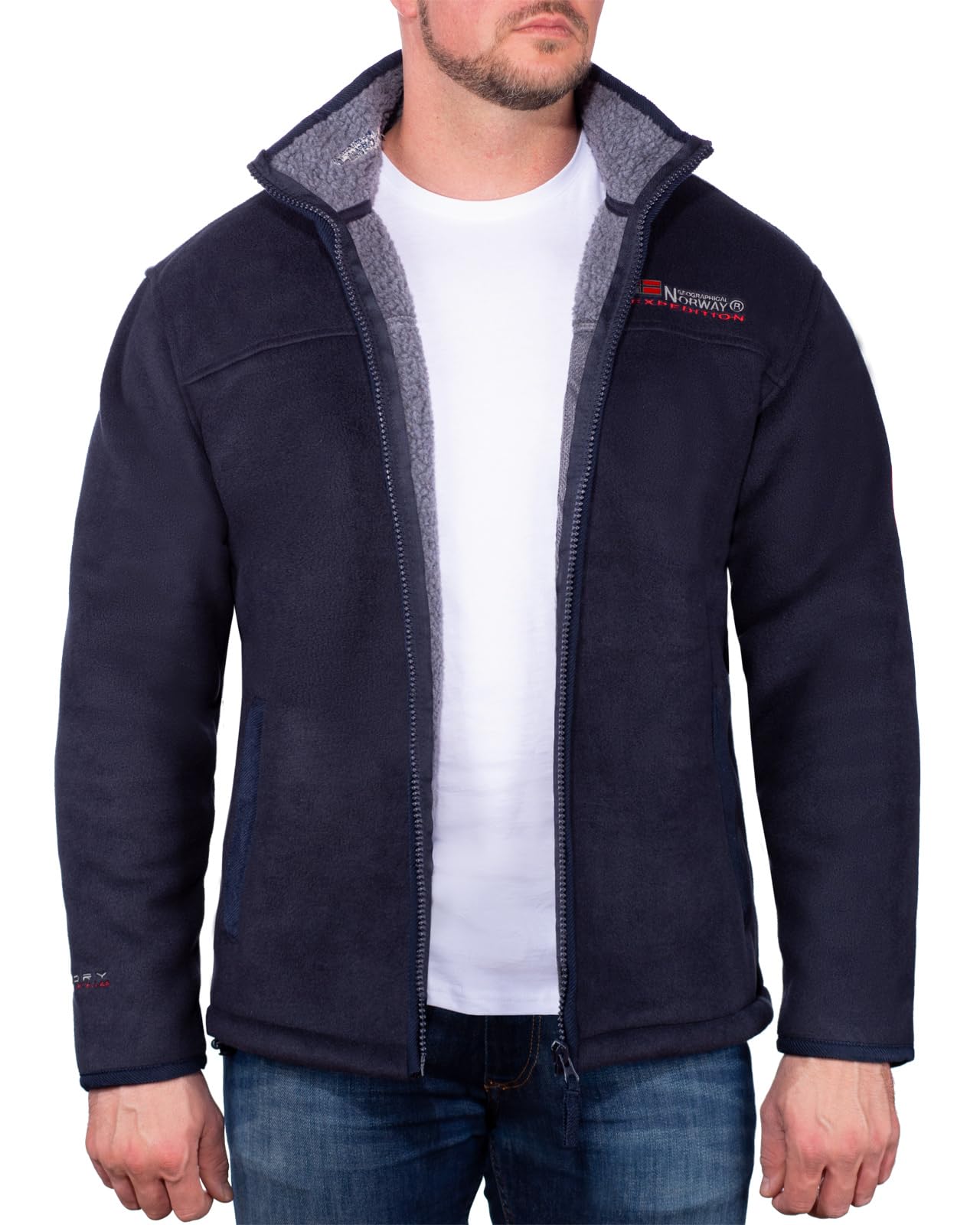 Geographical Norway Męska kurtka polarowa model 24 Navy S, Granatowy - 24, S