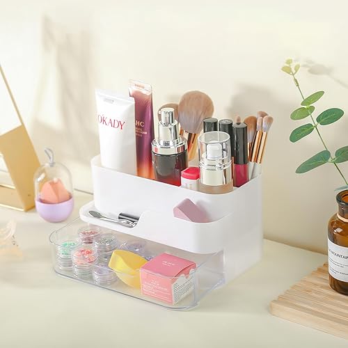 Miniatura 2 de Soporte para brochas de maquillaje, organizador de maquillaje para encimera, organizador de bolígrafos de tocador, organizador de cosméticos con