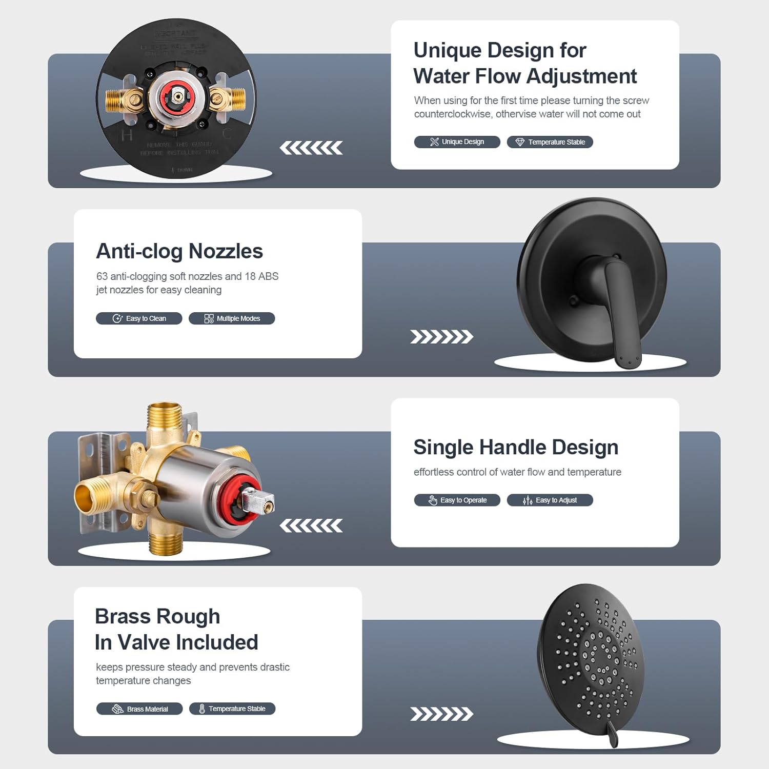 Shower Faucet with Valve, Black Bathroom Tub Shower Faucet Kit, Single Handle Rain Shower Head with Tub Spout, Solid Brass Shower Tub Faucet Set Complete, Bathtub Faucet with Shower