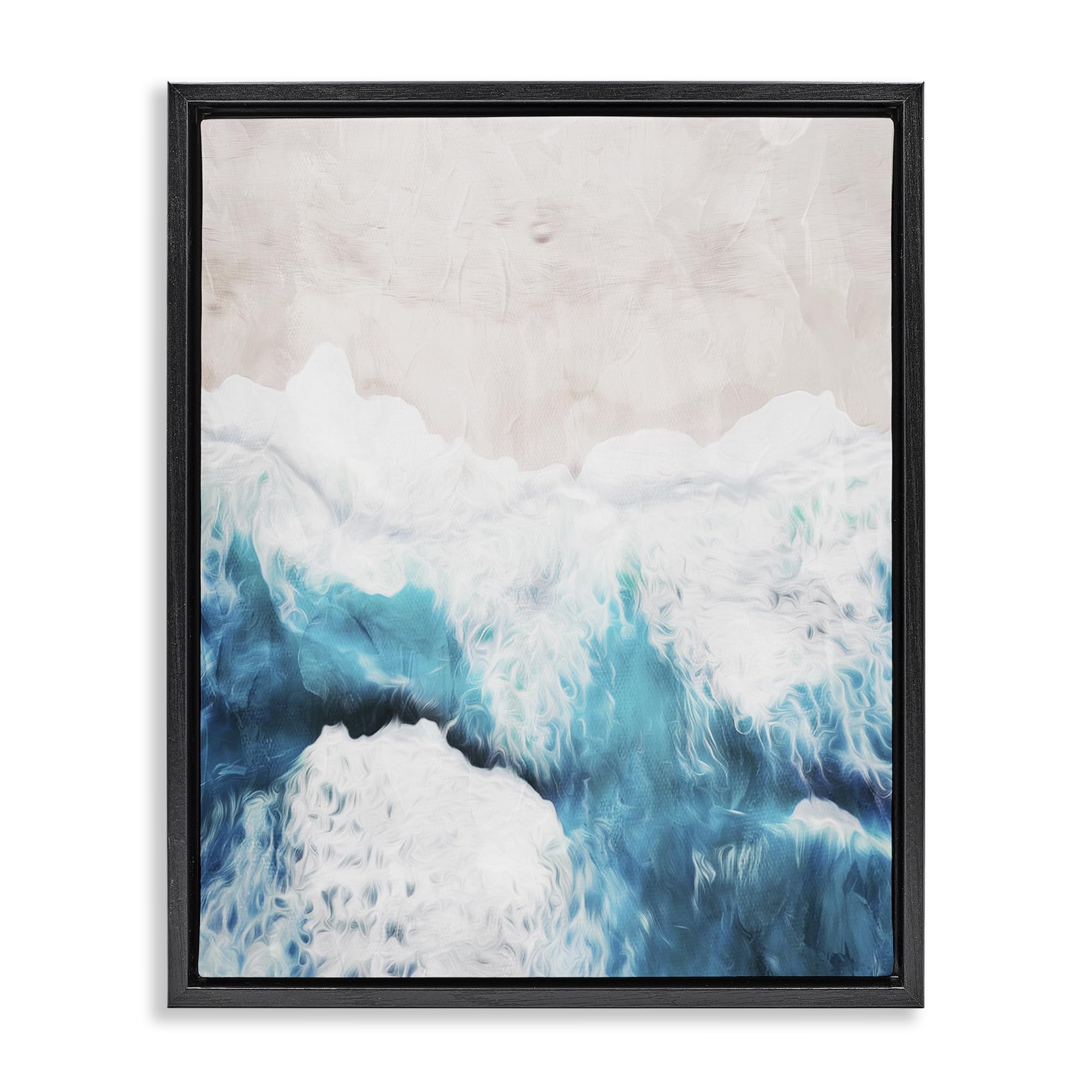 Stupell Industries Jet Black (Matte) 'On The Beach Aerial', Floating Frame Canvas Art, Black, 17 X 21 Inches, Easy To Hang And Sturdy, Made In Usa, By Milli Villa