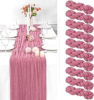 Vista 270 de Showgeous 10 Pack Baby Pink Cheesecloth Table Runner 10FT Long Semi-Sheer Gauze Table Runner Boho or Rustic Wedding Decor for Wedding Decor Arch