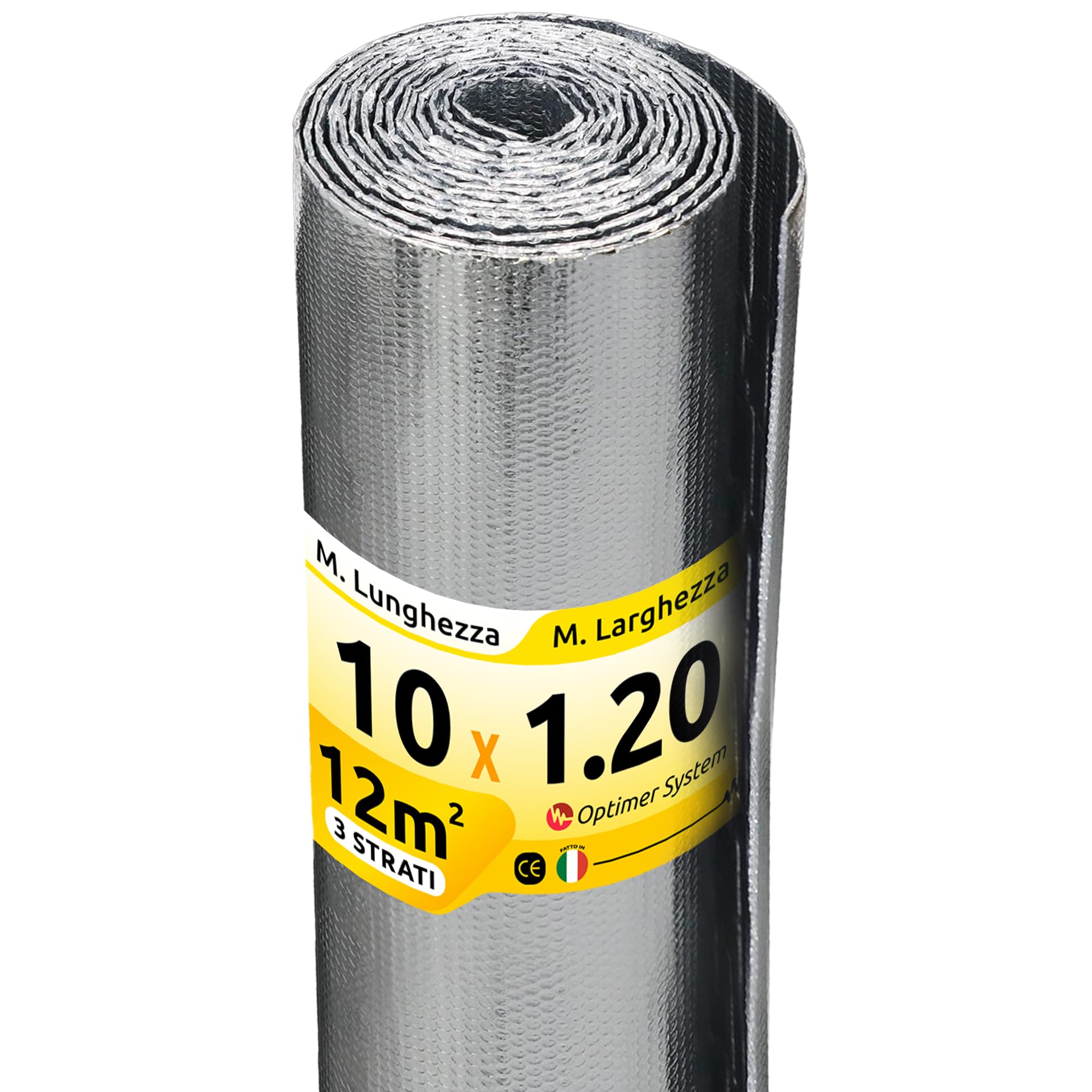 Optimer System - Isolamento Termico Riduce il Freddo e il Calore - Pannelli Riflettenti per Termosifoni Riduce la Perdita di Calore - 10x1.20m - 12m²