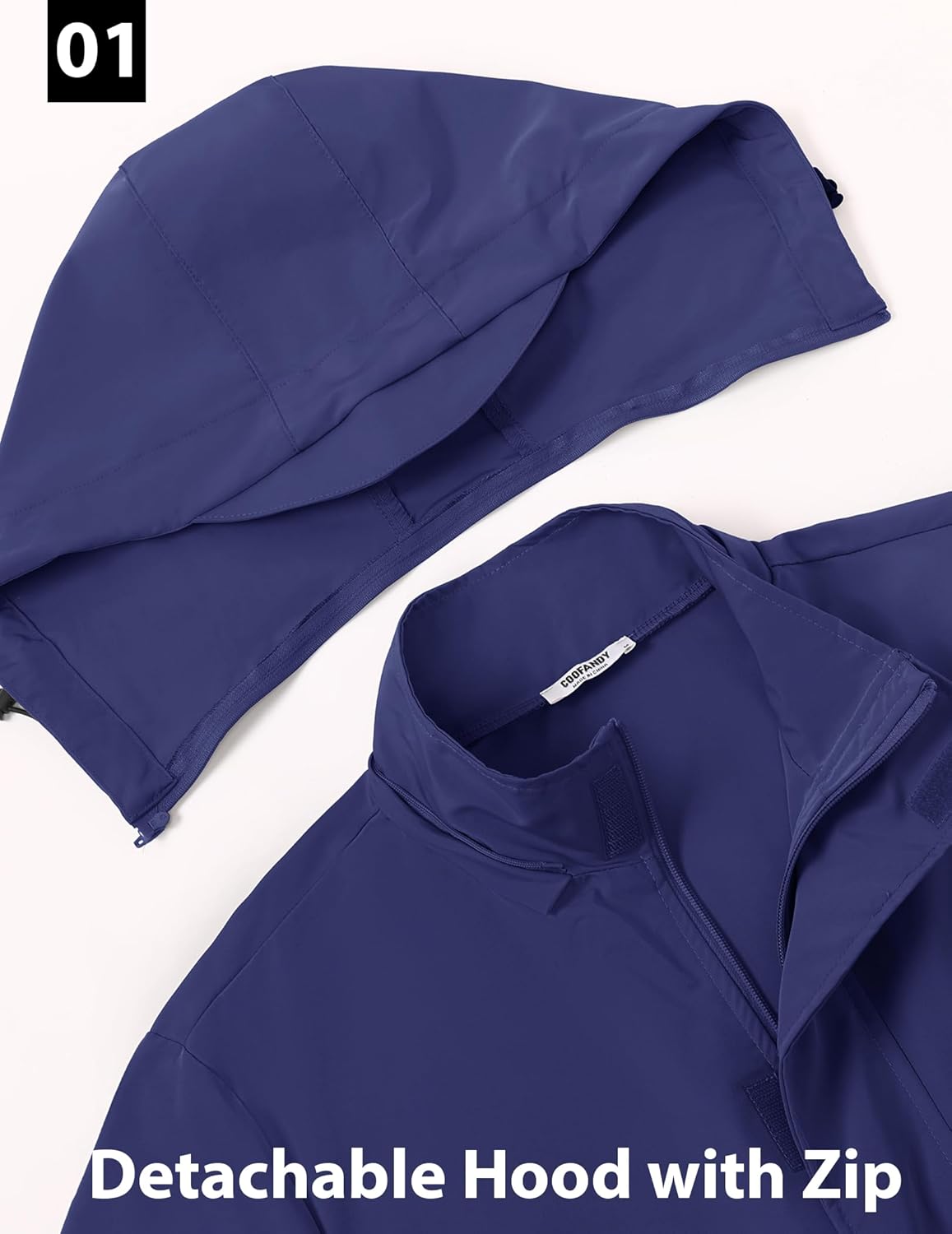 COOFANDY Rain Jacket Men Waterproof Lightweight Packable Raincoat Hooded Windbreaker For Hiking Golf Running - Image 4