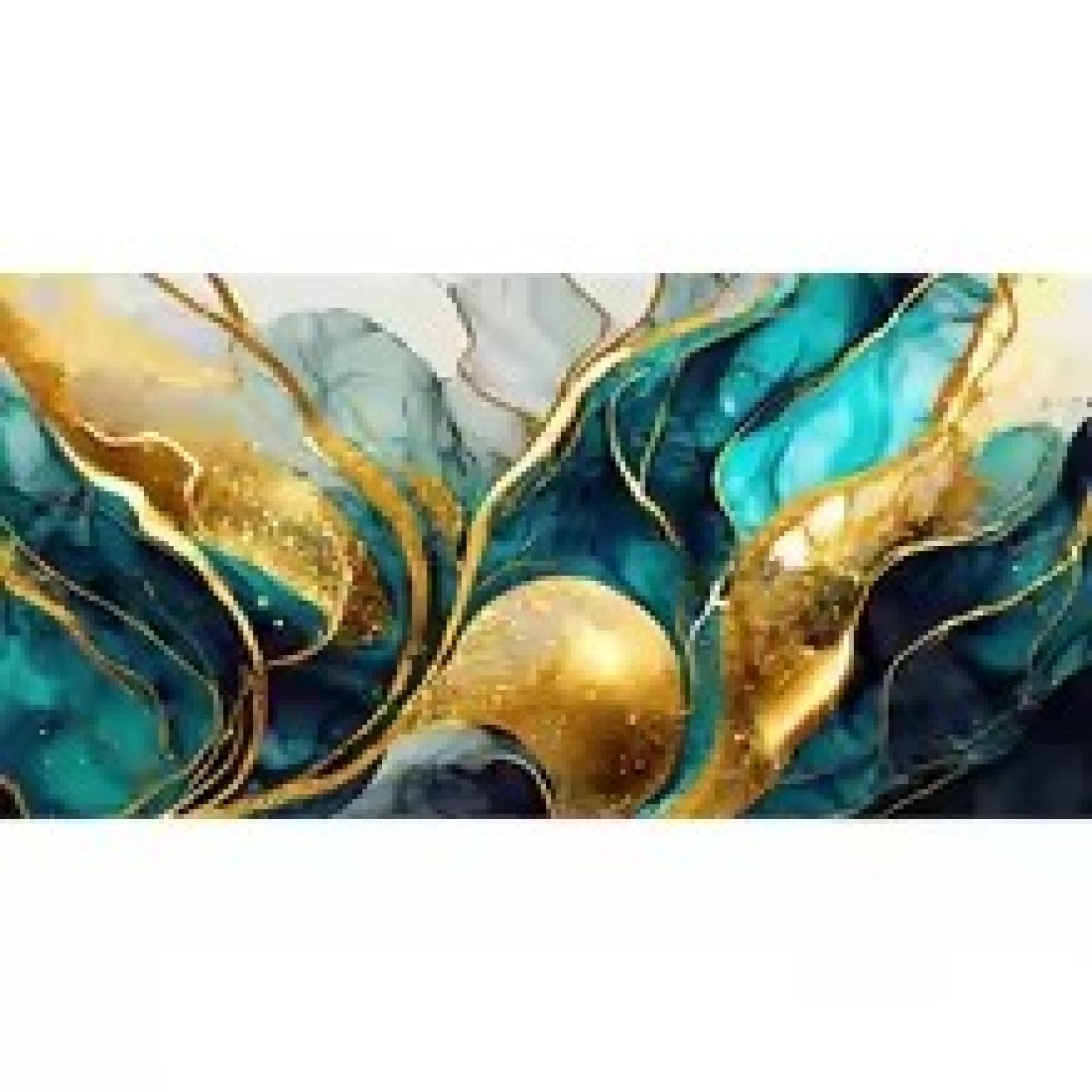 Impression sur toile abstraite salon moderne 65x130cm marbre vert