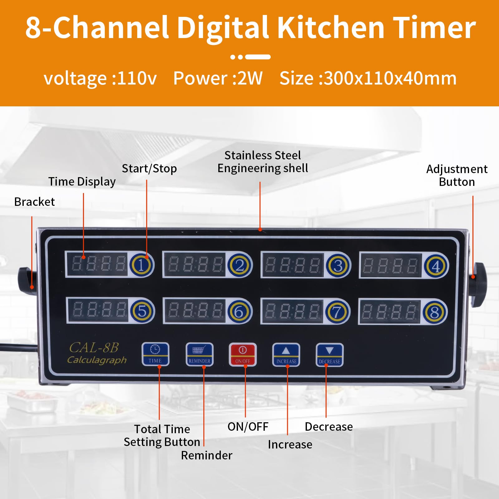 8 Channel Kitchen Timer Snapklik.com : 8-Channel Digital Kitchen Timer - Commercial Cooking Timer