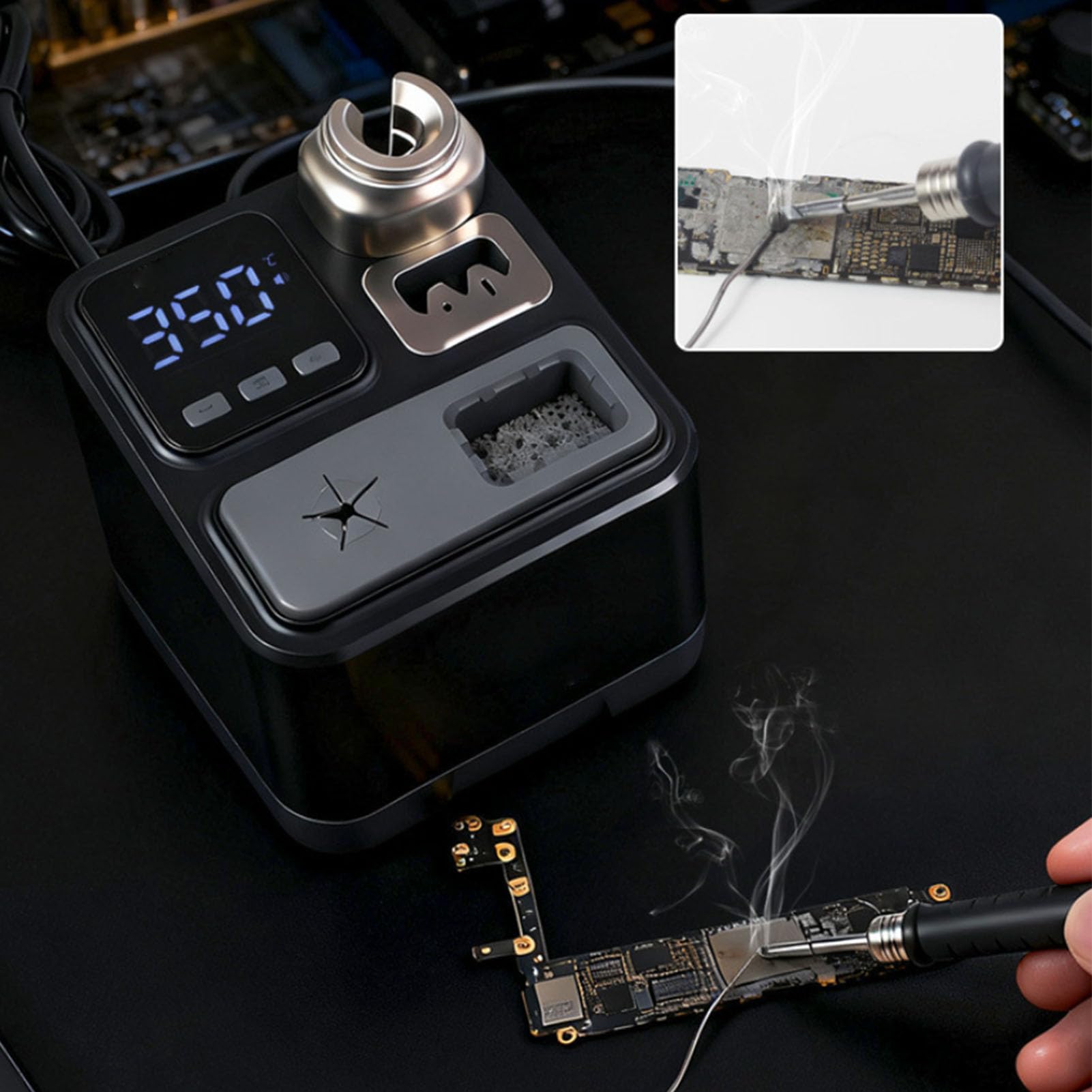CCYLEZ Stacja Lutownicza T210, Lutownica Szybko Nagrzewająca się o Mocy 65 W (2 Sekundy do 350°C), Inteligentna Kontrola Temperatury PID, Wyświetlacz LED i Automatyczne Uśpienie, (wtyczka UE)