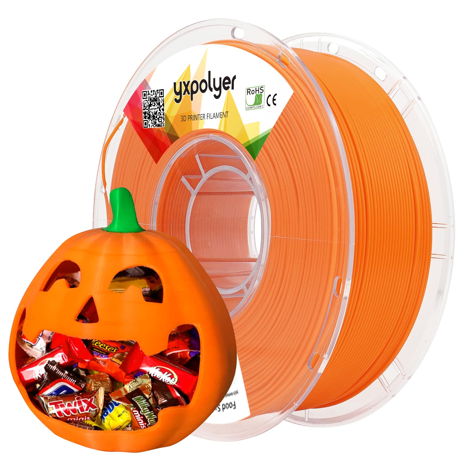 YXPOLYER PLA+ Filament Food Safe PLA Plus Food-Grade 1.75mm 3D Printing Filament 1kg 2.2lbs with PC Reusable Spool fit AMS System and Most FDM 3D
