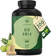 Organic Amla (Amalaki) Capsules - 1500 mg - 300 Natural Amalaki Capsules of 500 mg for 100 Days - 100% Purest & High-Quality Amla Fruit Powder - High Dose, Vegan - TRUE NATURE
