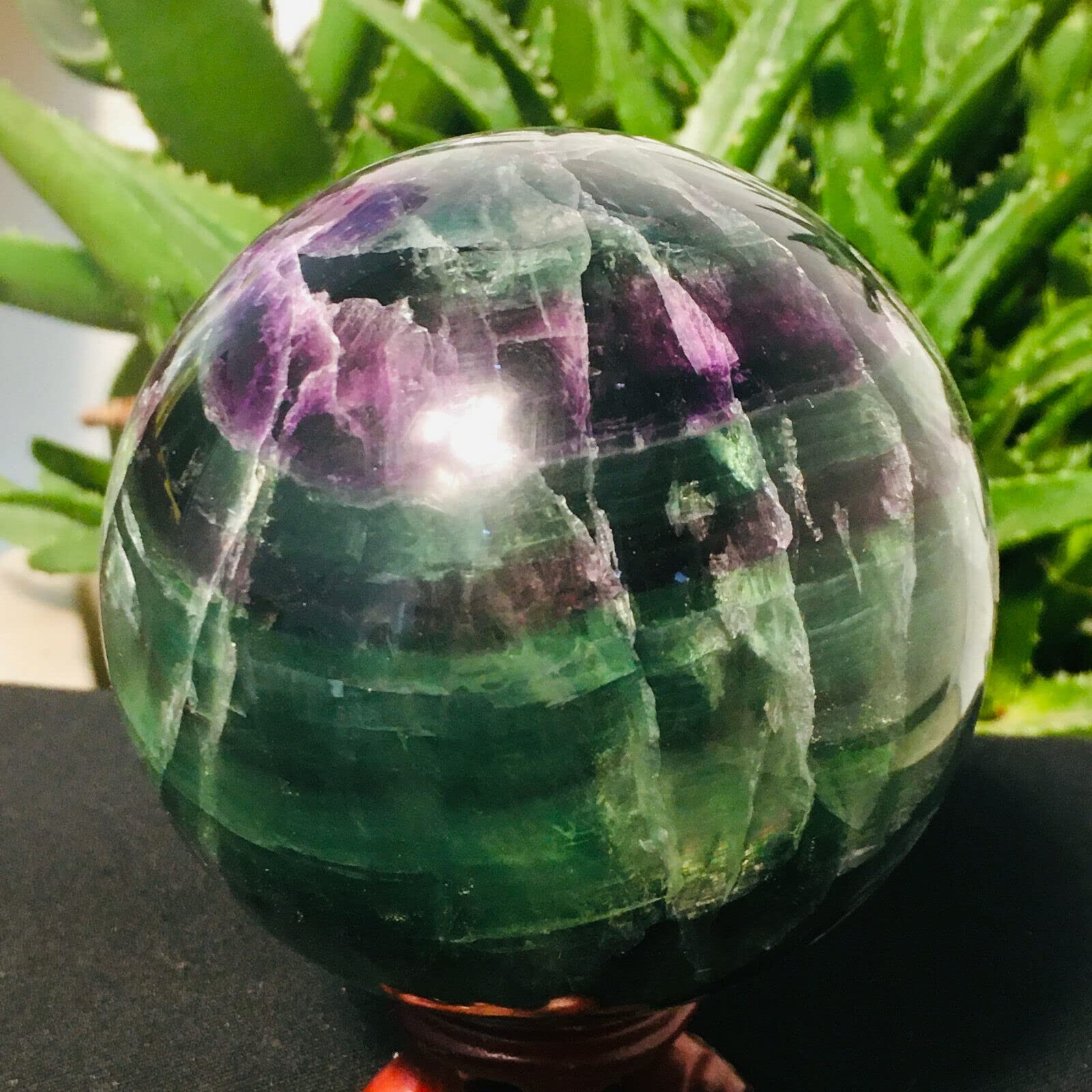 ZTBH Cristal de meditación Natural Bola de Cuarzo Pulido a Mano con fluorita de Color Natural 1pc Piedra de Cristal (Size : 55-60mm)