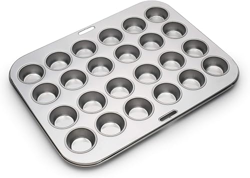 Fox Run Stainless Steel Mini Muffin & Cupcake Pan, 24 Mini Cups Baking Pan | Mini Cupcakes & Muffins | Dishwasher Safe | No Coatings | Baking Essential | Durable | Consistent Results | Rust Resistant