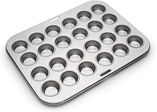 Fox Run Mini Muffin and Cupcake Pan, 24 Mini Cups, Stainless Steel Bakin...