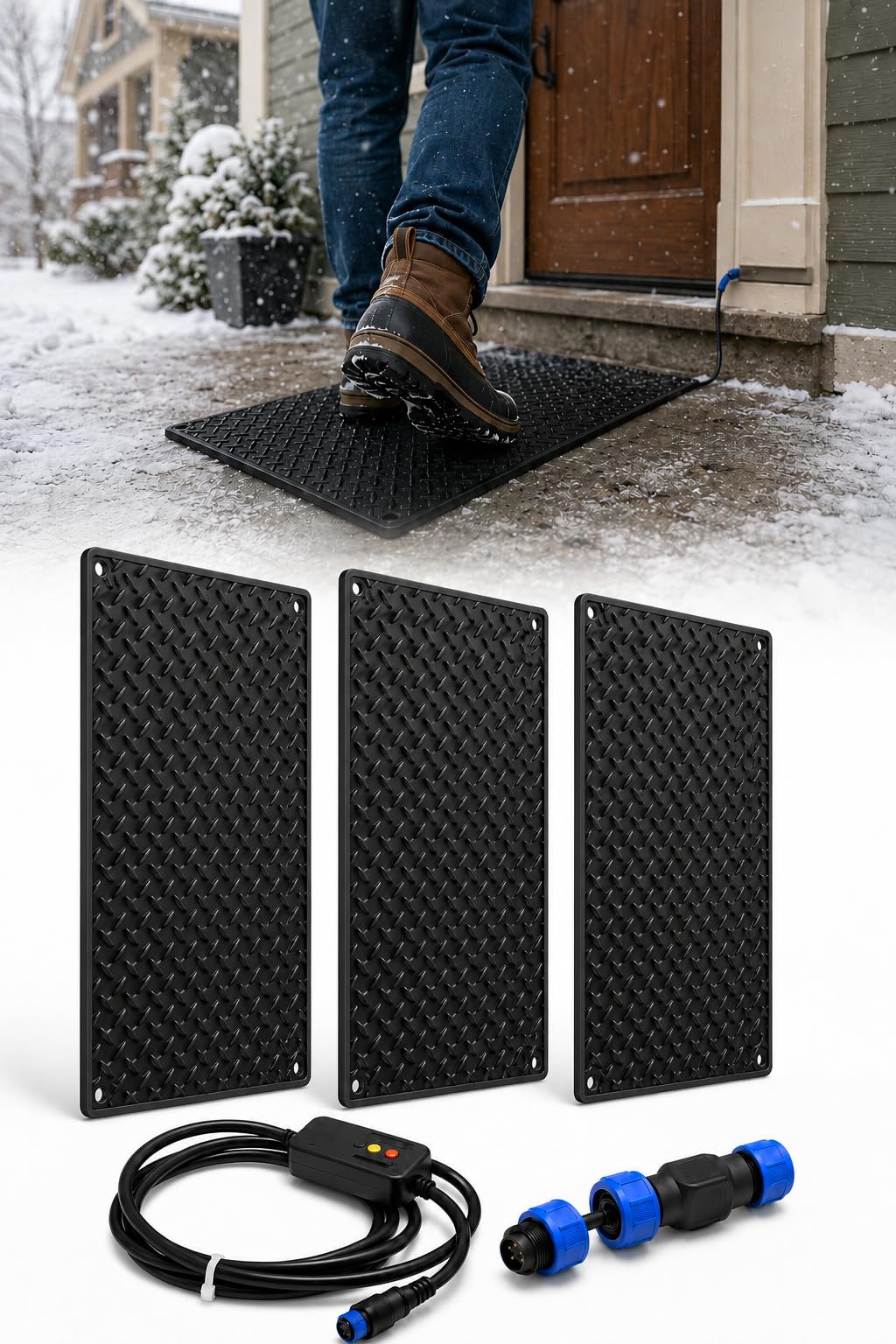 Tapas para derretir nieve calefactables de 10x30 pulgadas: solucione el hielo en rampas y patios