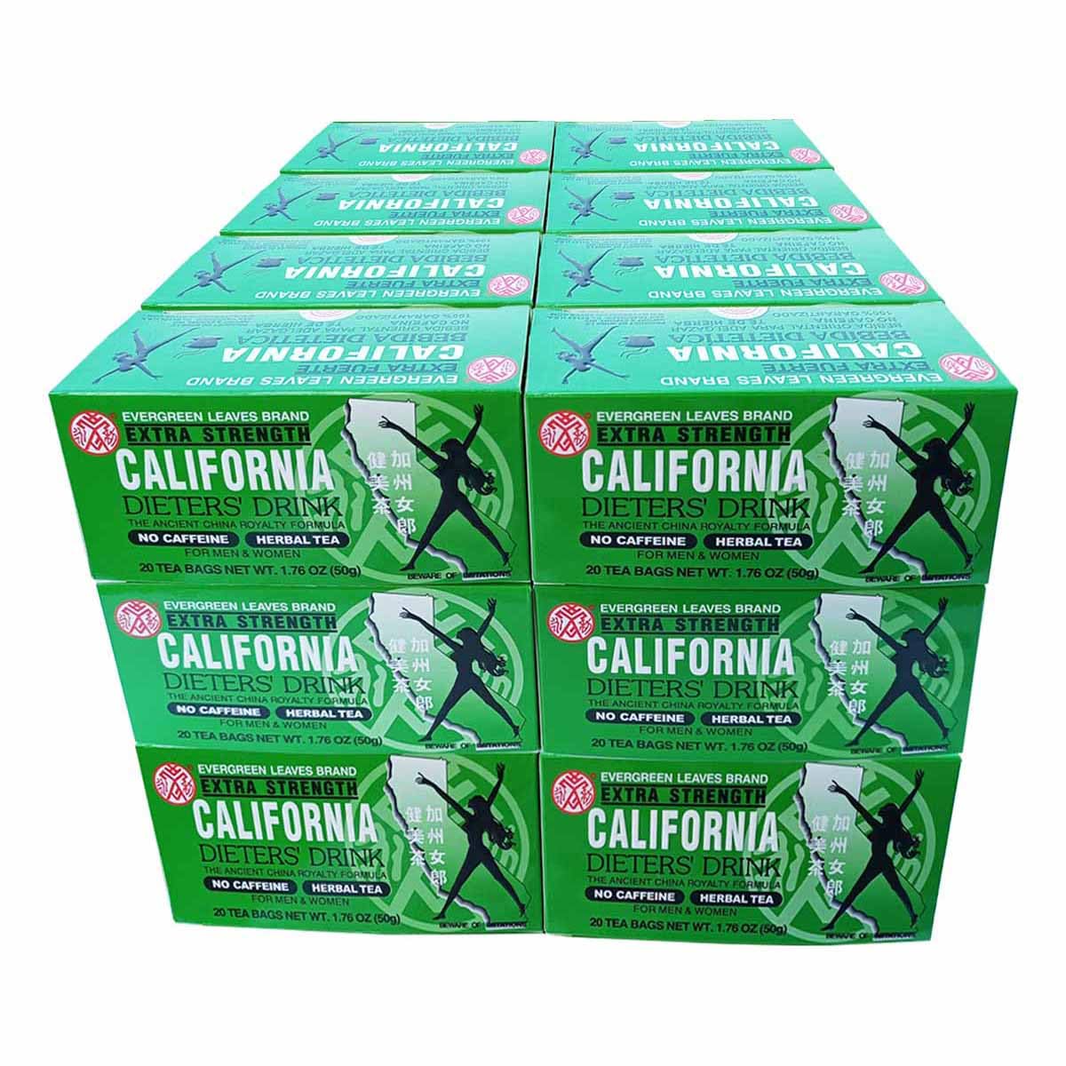 24 Packs Evergreen Leaves Brand Extra Strength California Dieters' Drink, Caffeine Free Herbal Dietary Tea, Senna-infused, total 480 Tea Bags
