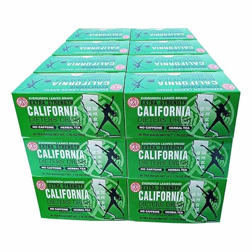 Miniatura 3 de 24 paquetes de bebidas Evergreen Leaves Brand Extra Strength California Dieters' Drink, té dietético de hierbas sin cafeína, infusión de Senna,