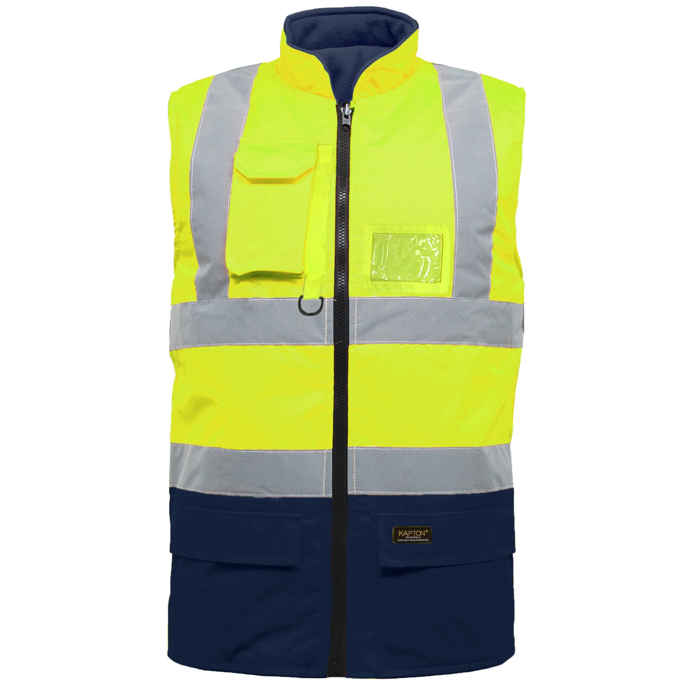 A & B TRADERSHi Vis Reversible Fleece Gilet Reflective Saftey Security Work Jacket Protective Waistcoat Bodywarmer