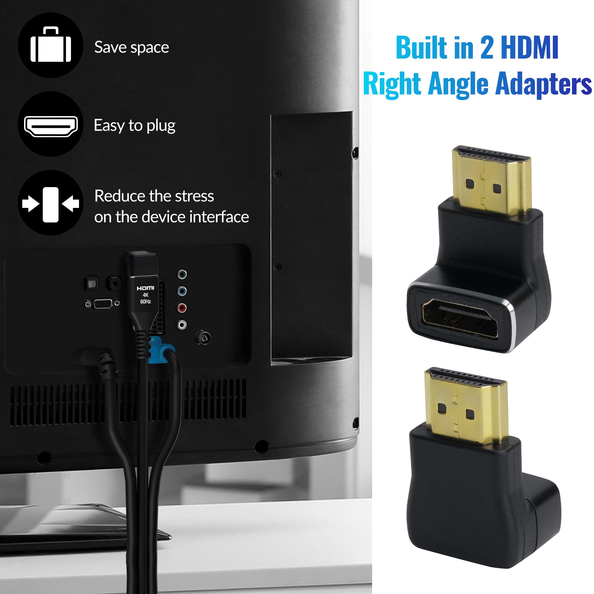 Mygatti 4K HDMI Cable 2 meters/5 Pack,Ultra HD HDMI 2.0 Cable,Nylon Braided jacket & Gold-Plated Connectors,4K@60Hz,2K,1080P - Image 3