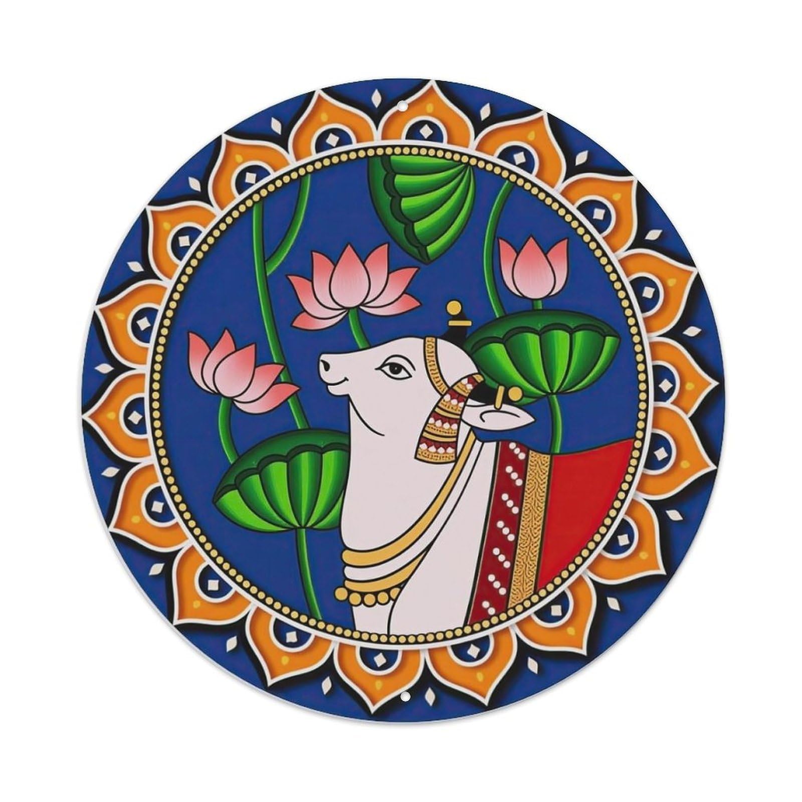 Sacred Pichwai Cow Mandala Metal Tin Sign