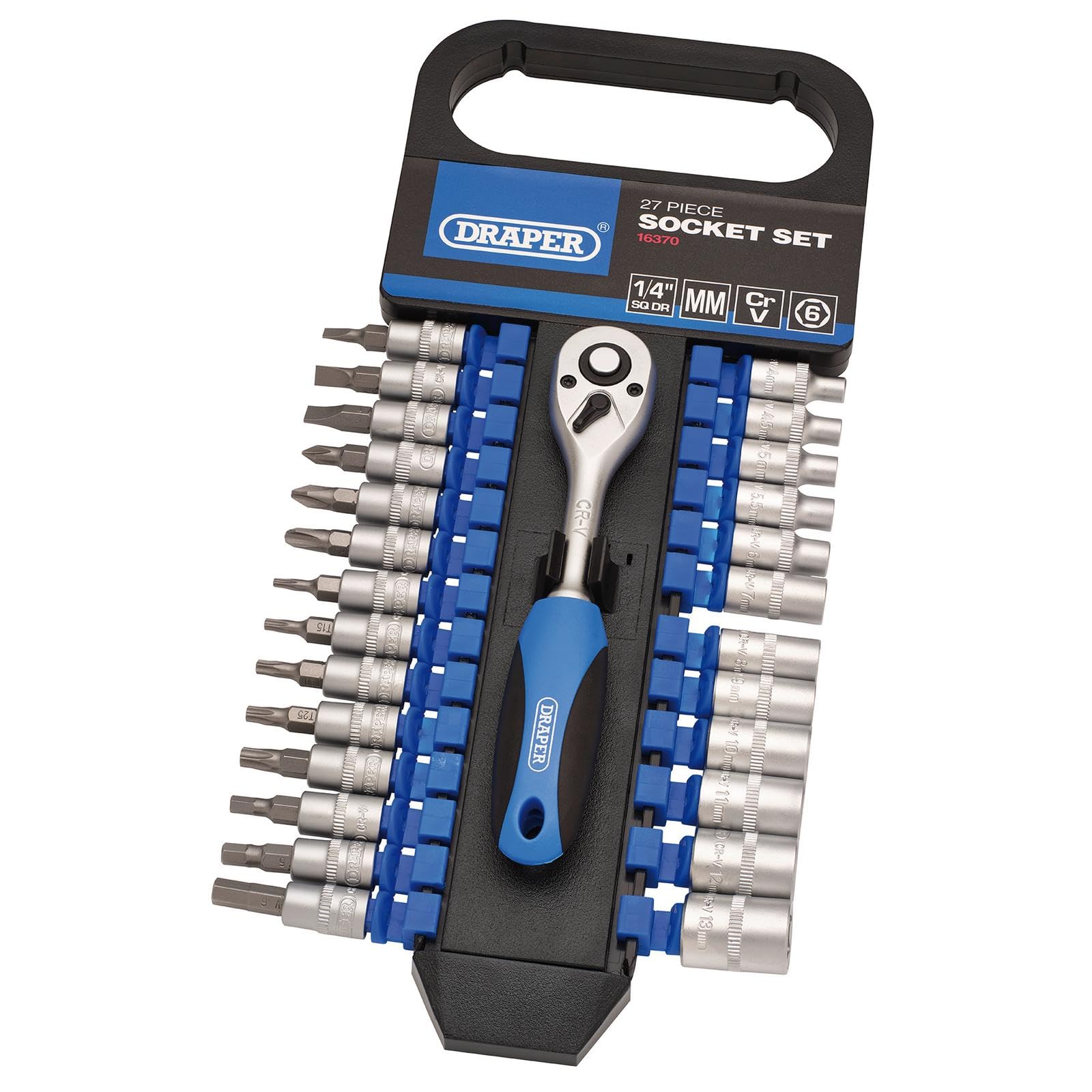 Draper 27 Piece 1/4" Drive Hex Socket and Socket Bit Set Metric 1/4"