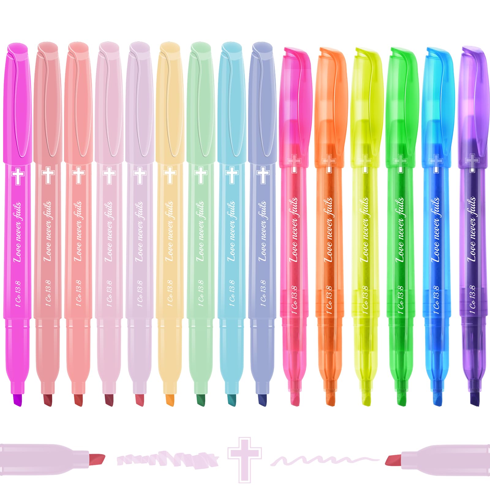 7-ackz Resaltadores bíblicos de colores surtidos con versos, marcadores resaltadores de colores con punta de cincel, fluorescentes a granel, colores brillantes de secado rápido, perfectos para diario