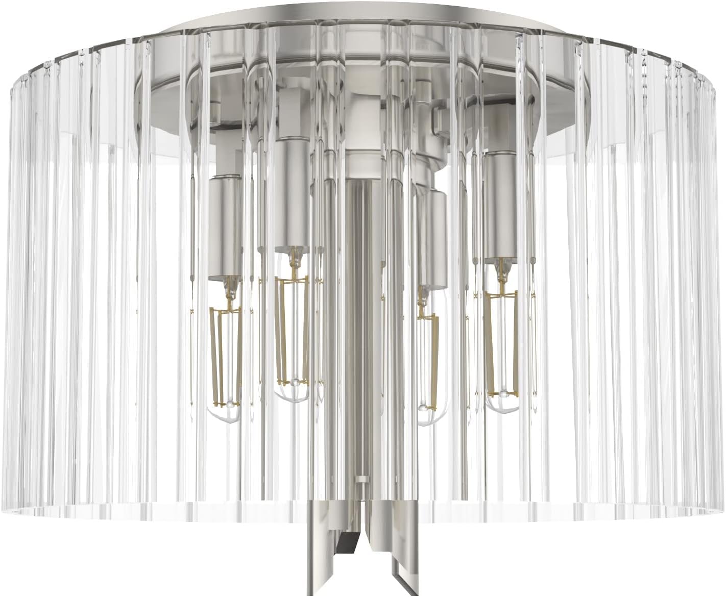 Hunter - Gatz 4-Light Brushed Nickel, Modern Style, Dimmable, Medium Size Flush Mount Light for Bedrooms, Kitchens, Dining, Living Rooms - 19691