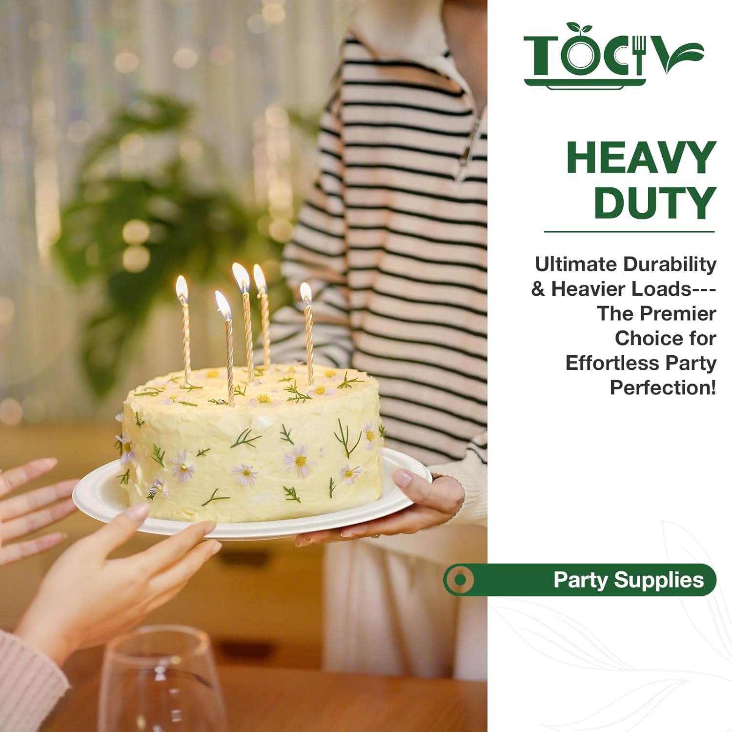 Compostable Paper Plates 10 inch 144 Count Disposable Heavy Duty Large Party Plates Bulk for Dinner Appetizer Dessert Cake Birthday Holiday Party Supplies White - Image 6