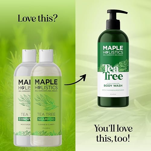 Miniatura 6 de Juego de champú y acondicionador de árbol de té champú y acondicionador sin sulfatos para el cuidado del cabello y el cuero cabelludo dañados en