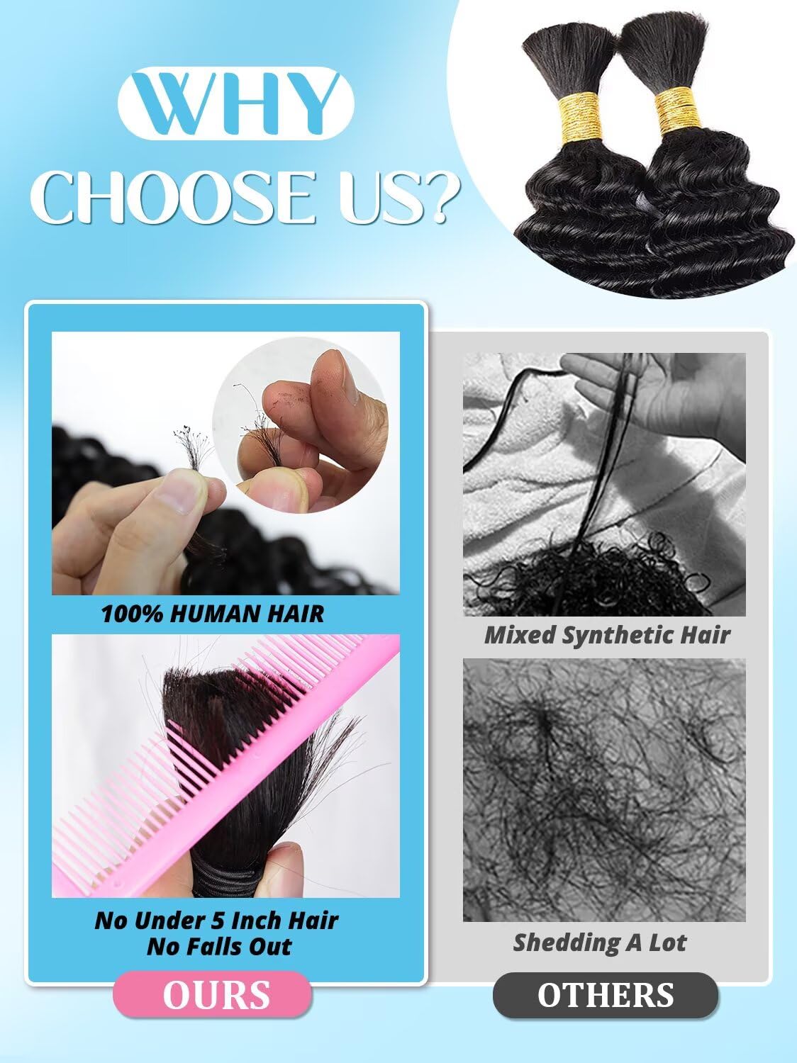 Brazilian Remy Virgin Human Hair Braiding Hair for Boho Styles