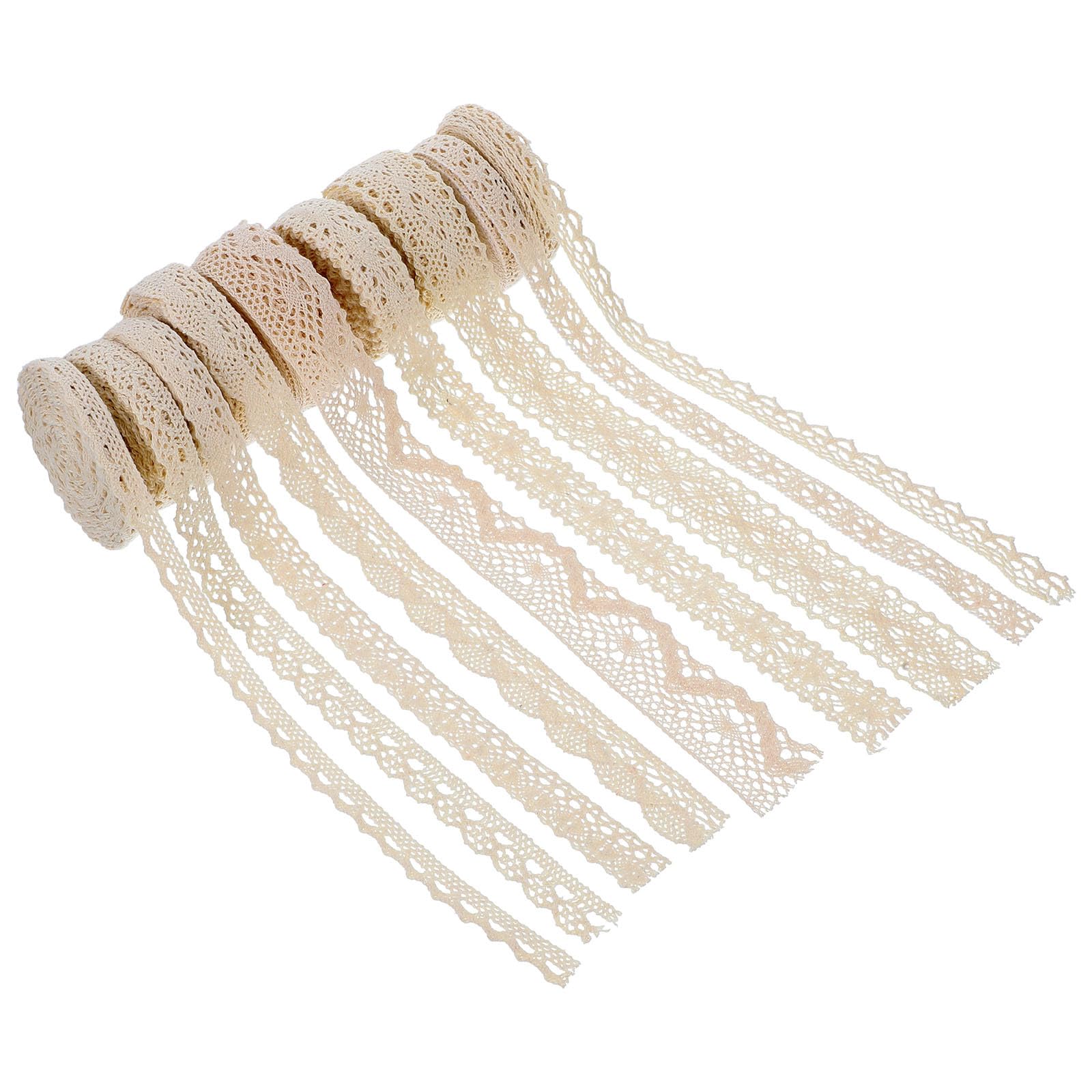 Encaje de algodón PRETYZOOM con 9 rollos de puntilla surtida para costura y ropa