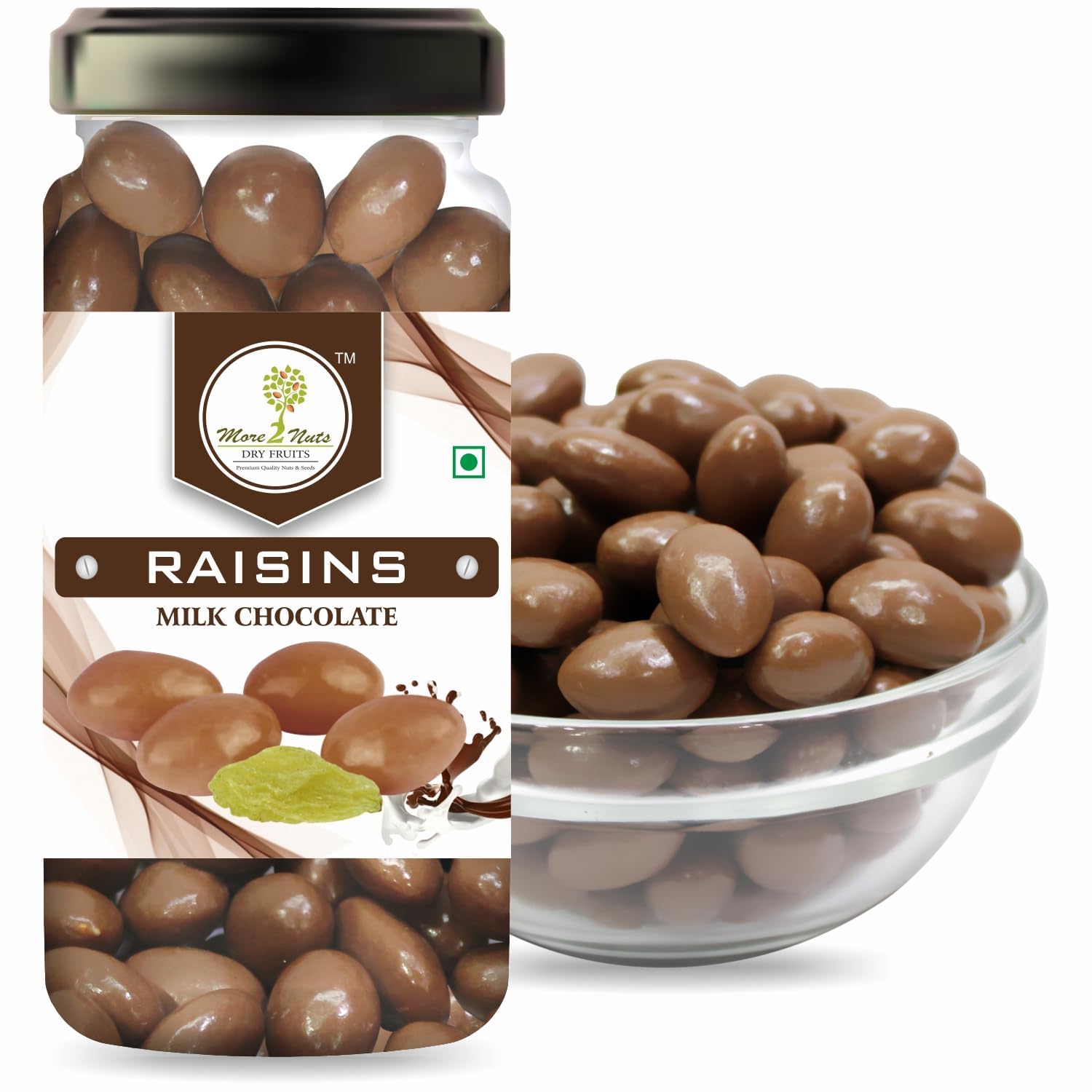 more 2 nuts Milk Chocolate Raisins Kishmish | Dryfruit Milk Chocolate coated Raisins | Jar Packing 250g