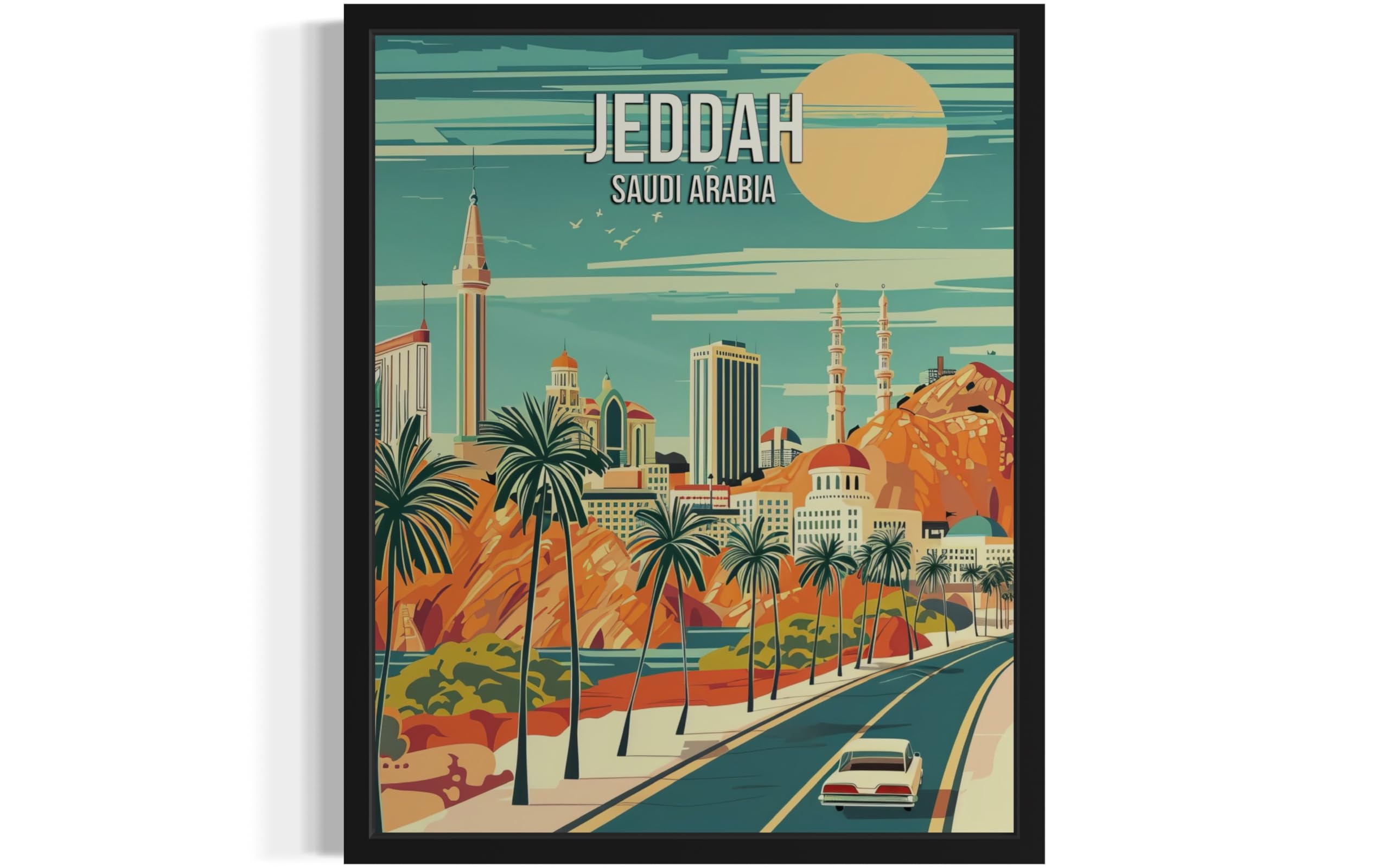 Jeddah Saudi Arabia City Wall Art Poster Print, Asian Landscape Scenery Painting Artwork Travel Prints Decor Cityscape Landmarks Gallery 26 (Jeddah Saudi Arabia, 16 x 20 inches, Unframed)