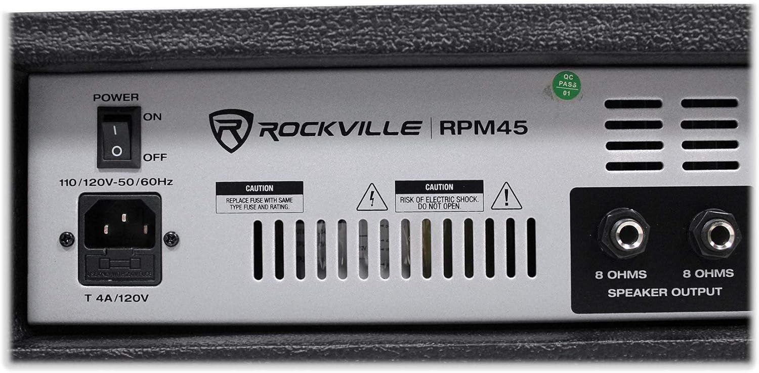 Rockville RPM45 1800w Powered 4-Channel Mixer Amplifier, USB, EQ, Effects, Phantom Power, Durable Wooden Enclosure, Compact Design, for Musicians and Small Venues - Image 4