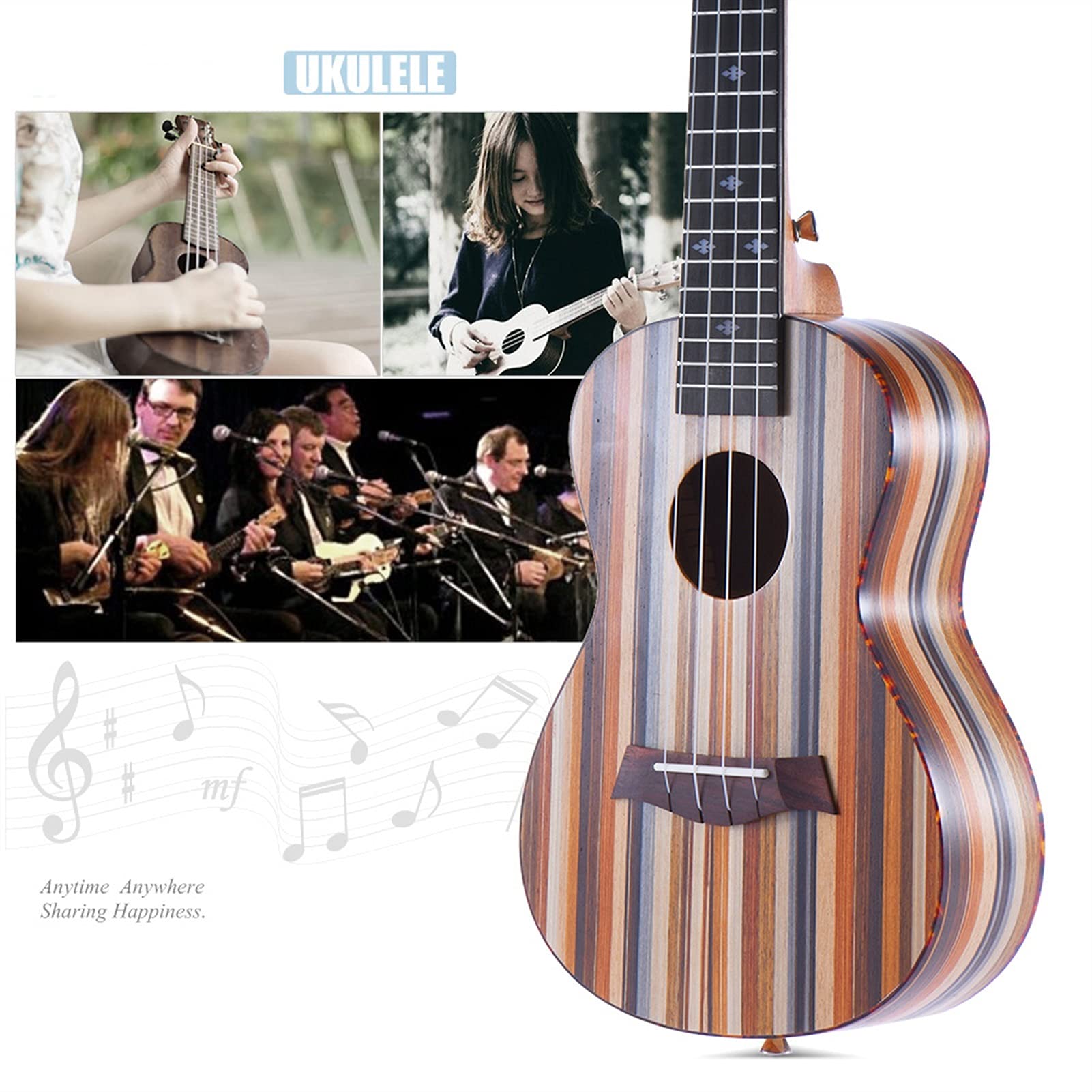 Ukulele 24 "Ukulele Acoustic Ukulele Soprano 18 Frets 4 Stringhe Chitarra Guitar Bokojoume Neck Dreewood Concerto Ukulele