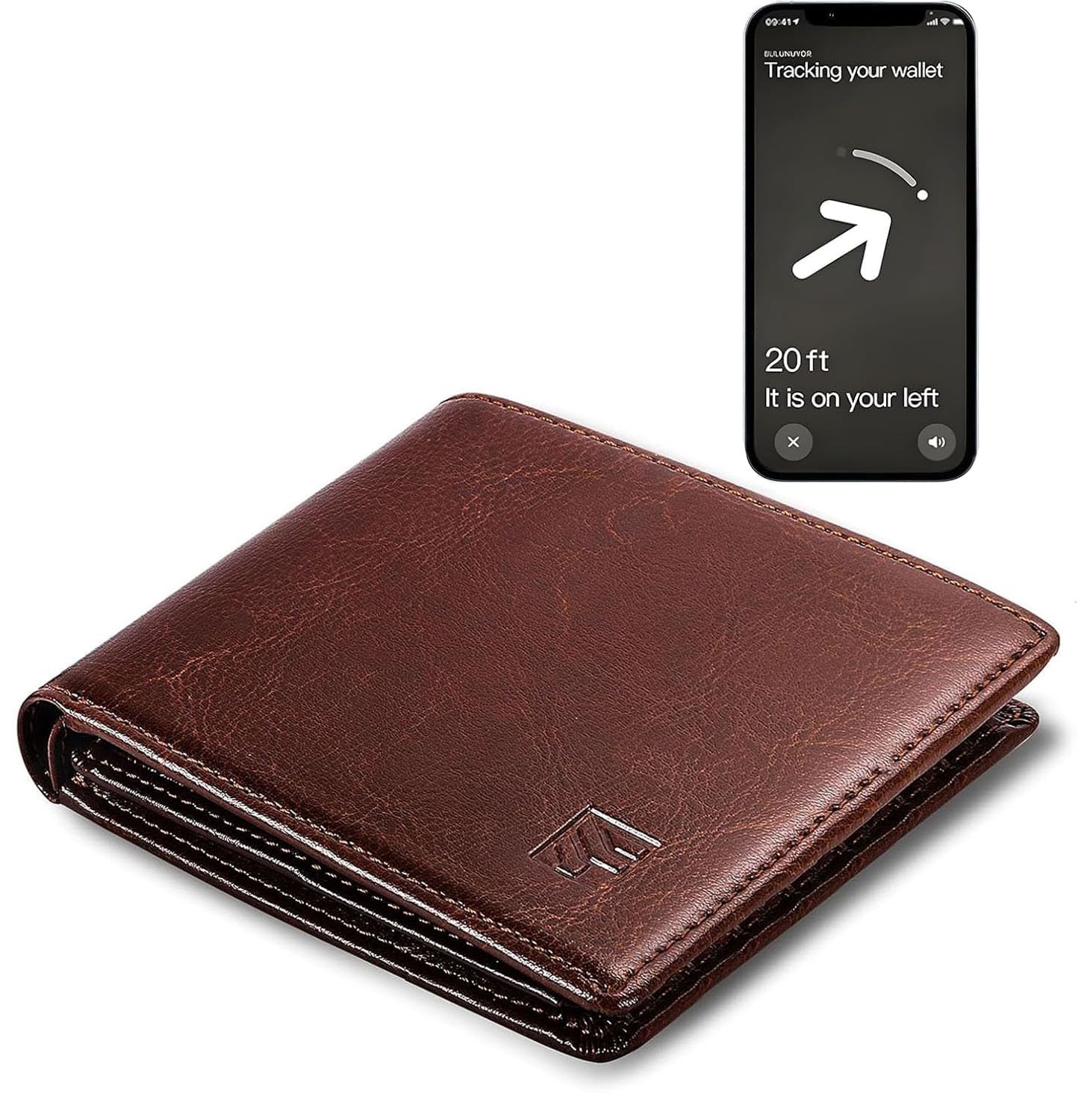 FLETUTE Full-Grain Leather Wallet,Luxuriously marbled Slim Wallet,Airtag Wallet, Ridge Wallets for Men,Mens Wallet,Credit Card Holder(Brown)