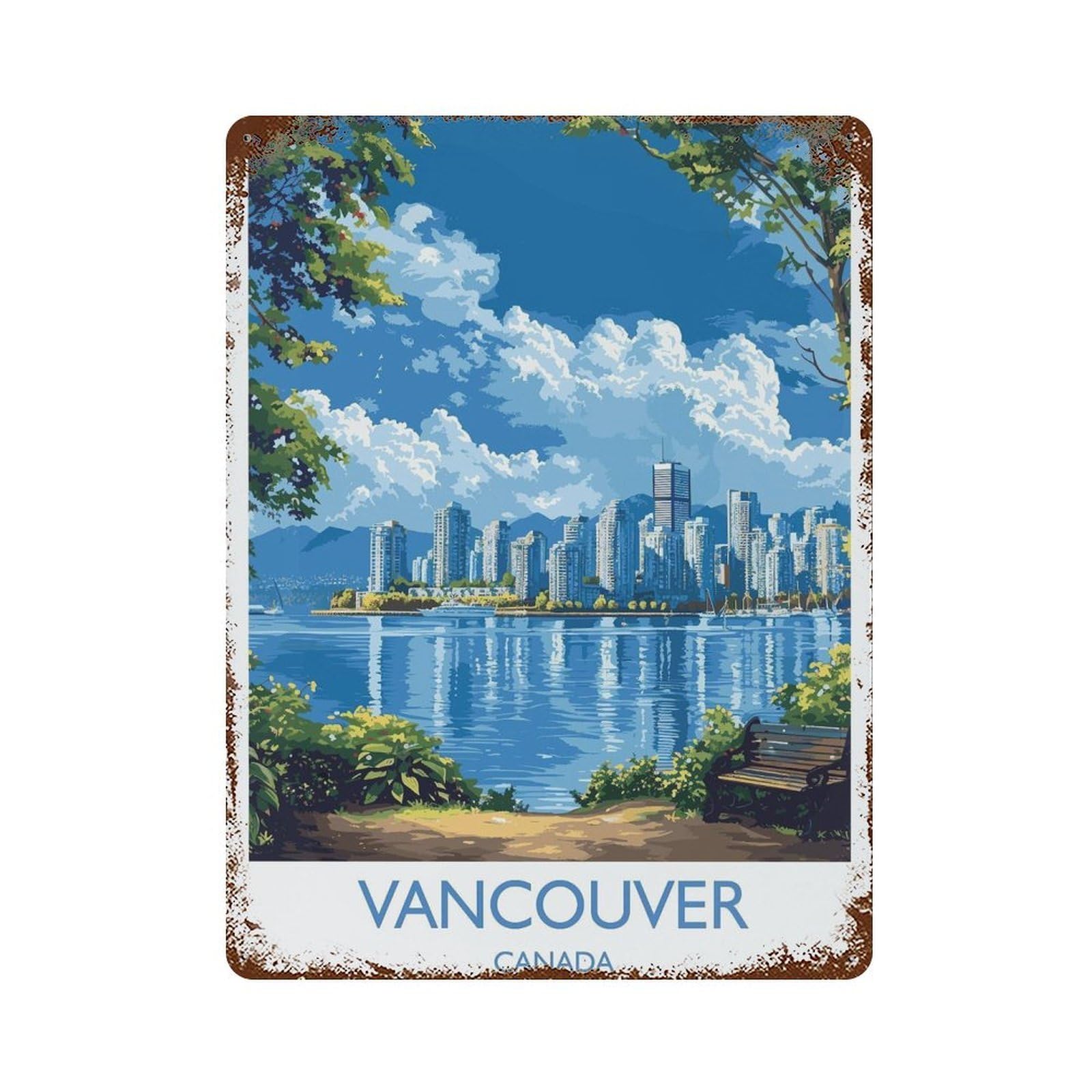 xiaoxiaoshen Vancouver Travel of Canada British Columbia Gift Lovers (2) Wall Decor Art Metal Tin Poster Modern Home Decor Art Home Bar Shop Decorations Vintage Sign 40x30cm