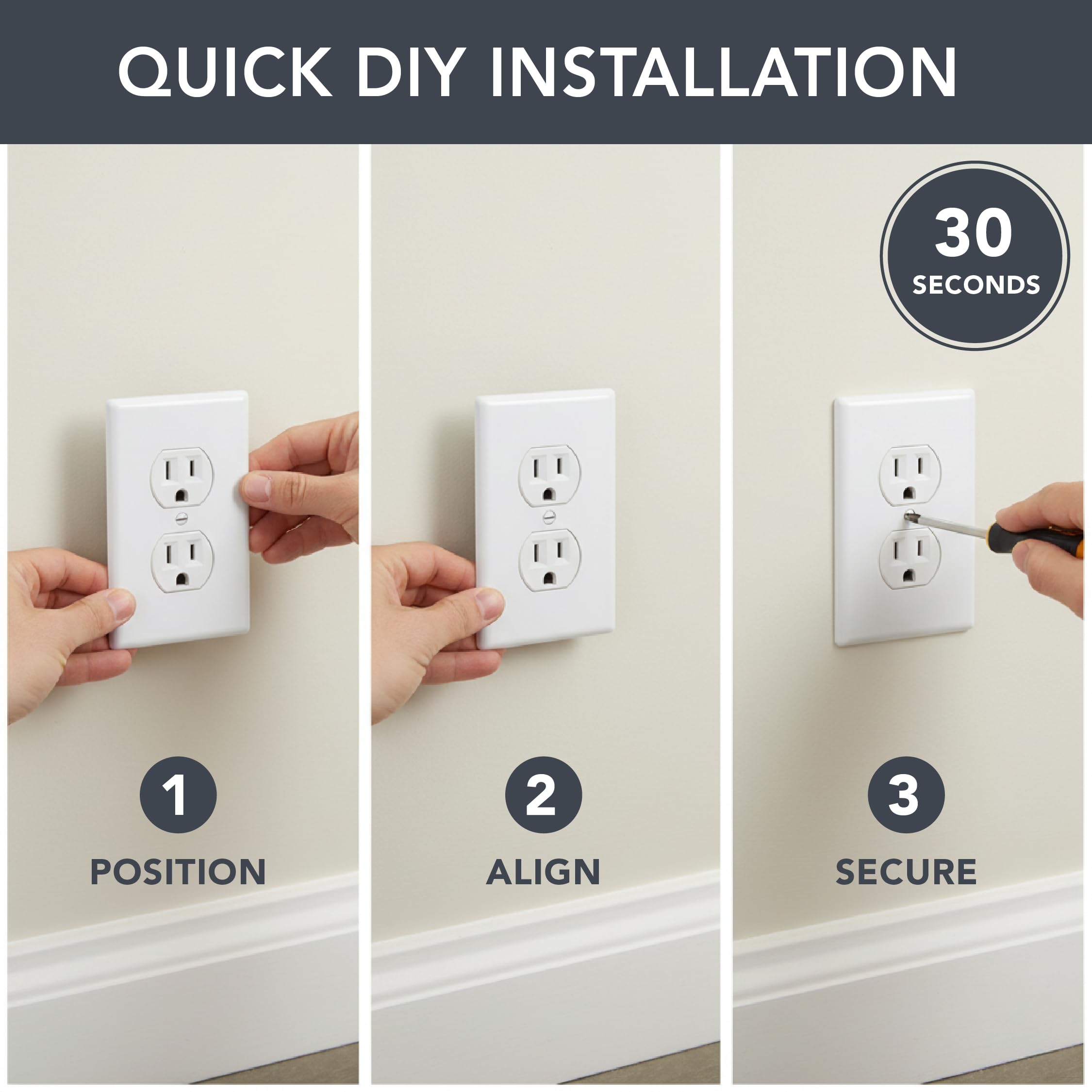 Bates Outlet Wall Plates - 12 Pack, White -6 Bates Outlet Wall Plates - 12 Pack, White -6