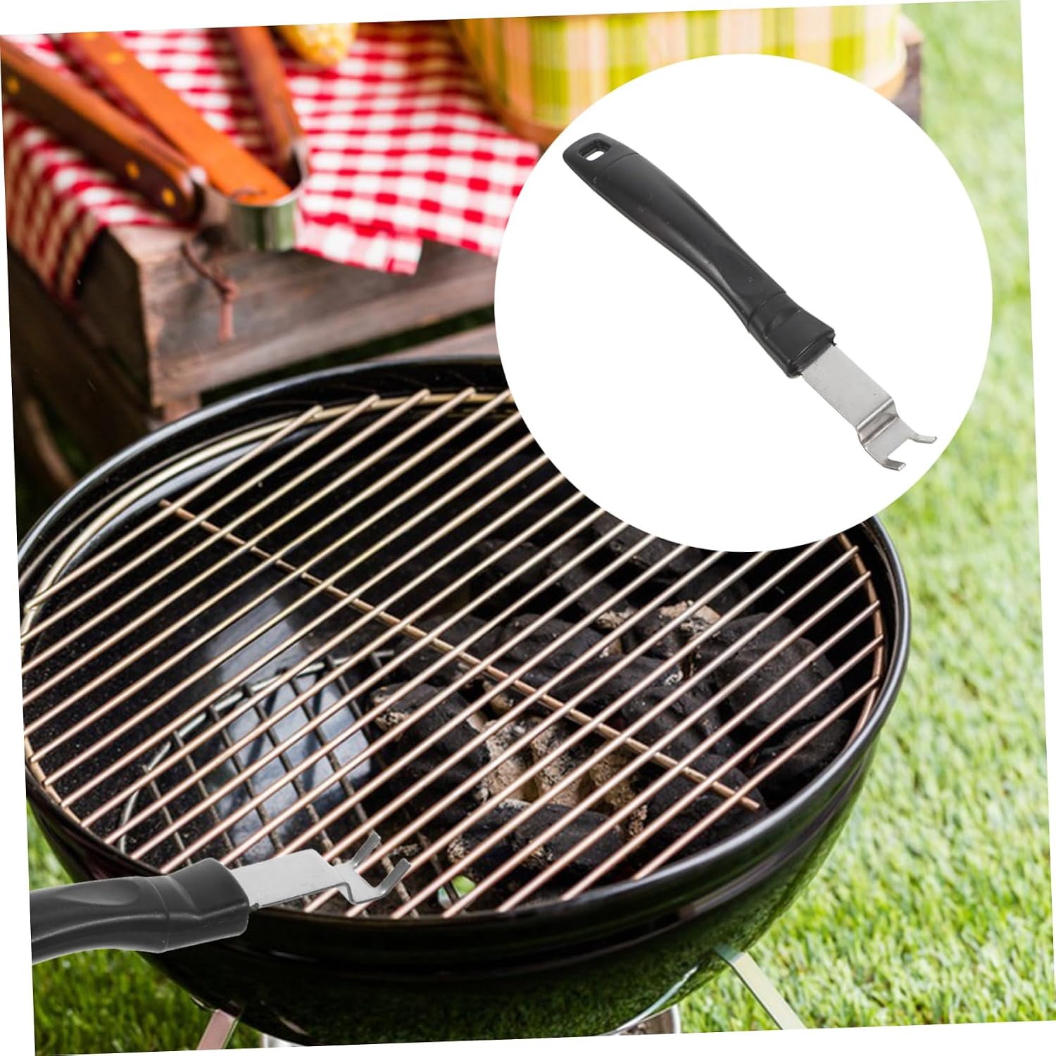 MERRYHAPY 2pcs Stainless Steel BBQ Grate Lifter Tool with PP Handle