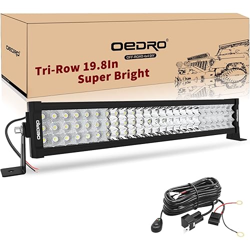 LED Light Bar Straight OEDRO 20Inch(with Mounting Bracket) 389W Tri-Row LED Light Spot Work Light with Wiring Harness for Off Road Lights Truck Light Boat Lighting Fit for Pickup Jeep SUV ATV UTV